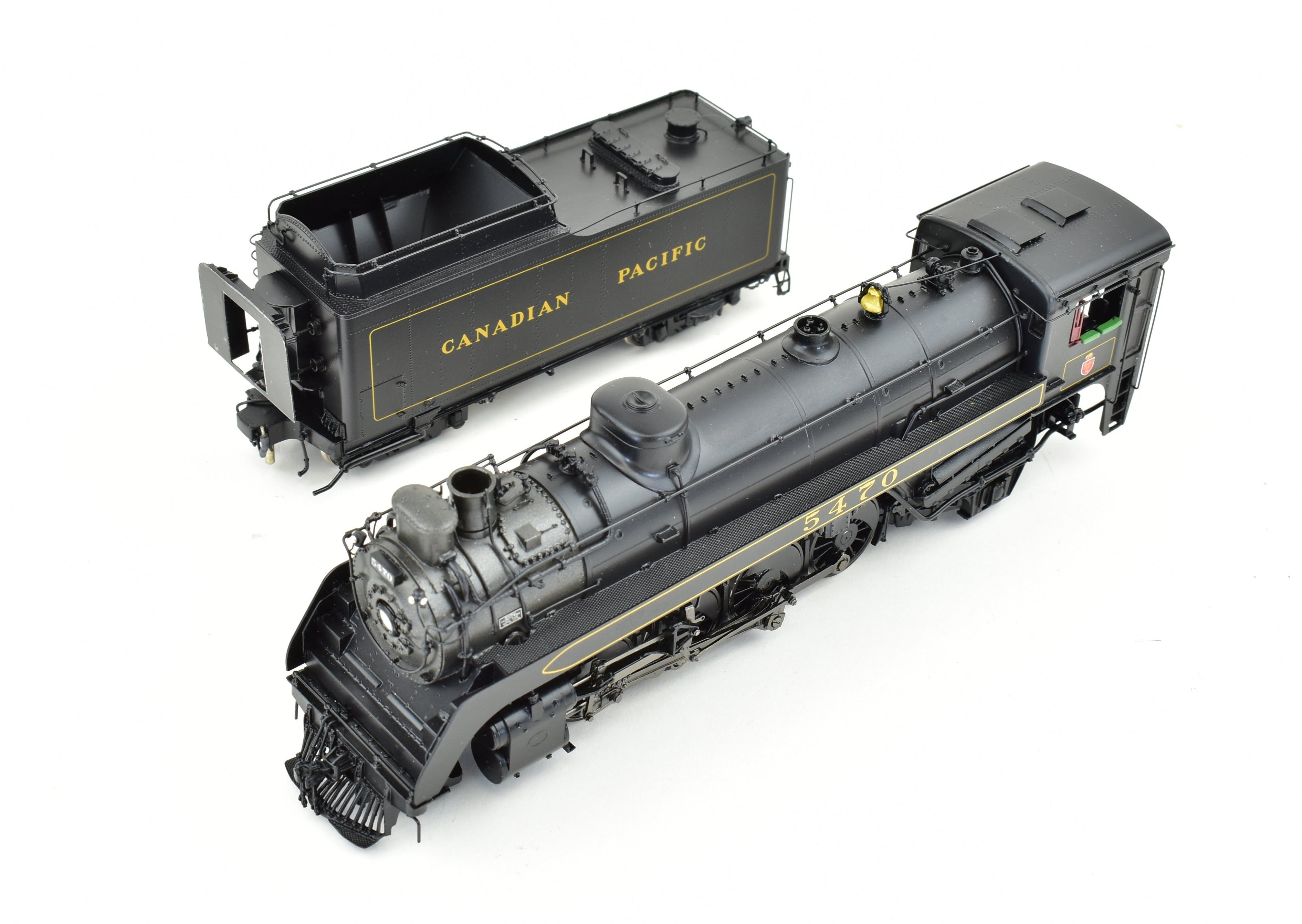 HO Scale Brass Model Train - Division Point CPR (Canadian Pacific Railway) Class P - 2k 2 - 8 - 2 Steam Locomotive #5470 with Front Pilot