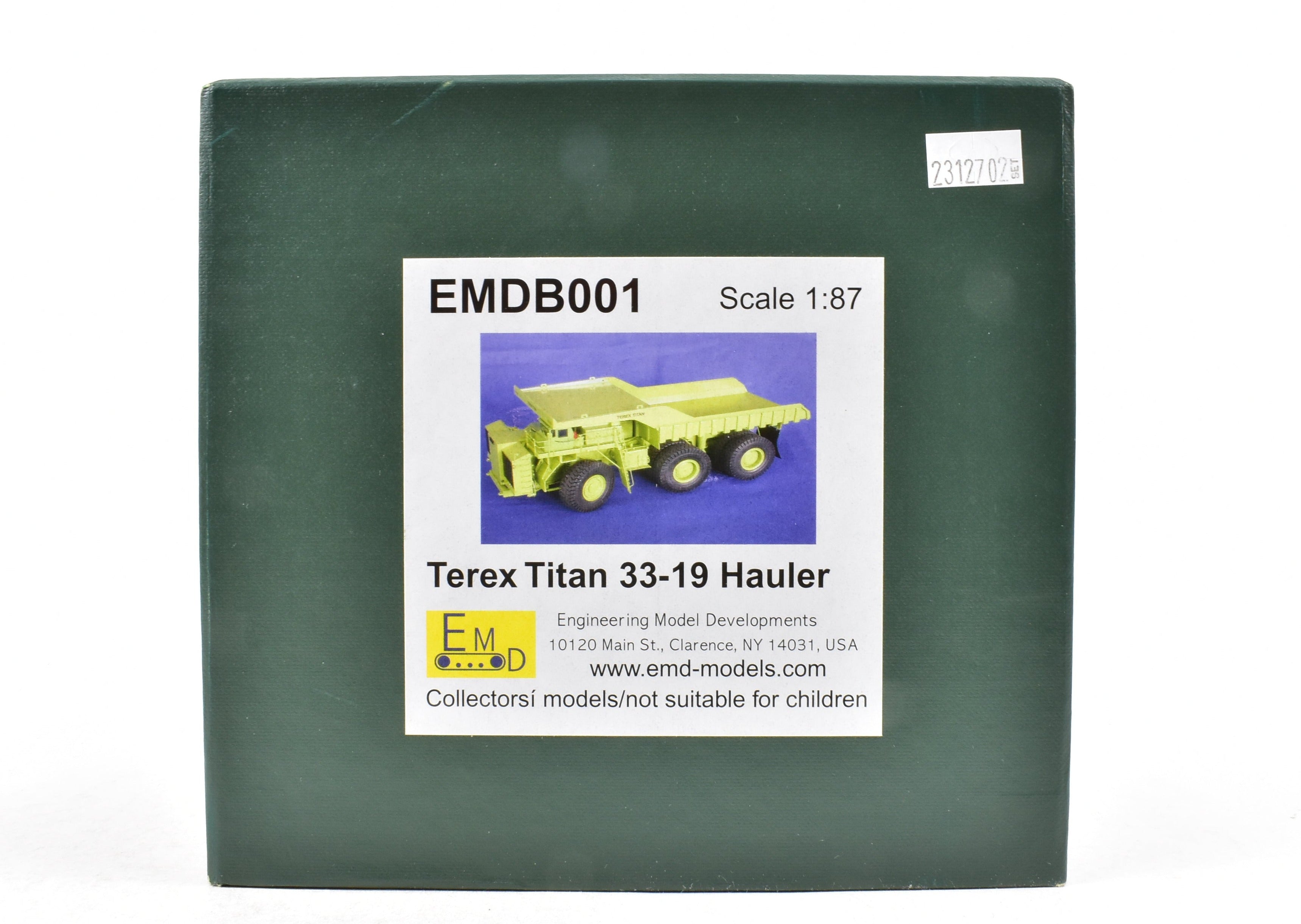 High - Quality HO Scale Brass Construction EMD Models Terex Titan 33 - 19 Hauler in Factory - Painted FP Green, A Rare and Sought - After Collectible Model