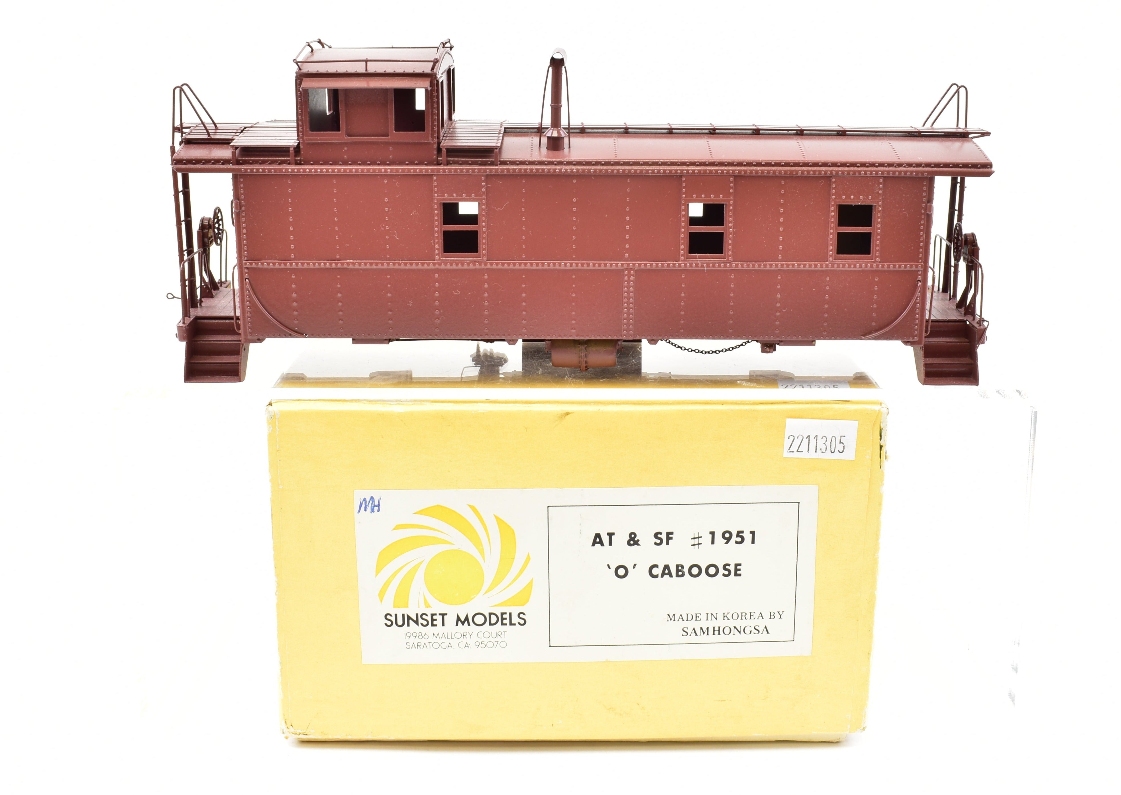 O Scale Brass Sunset Models ATSF - Santa Fe #1951 Steel Caboose, Partial Paint, No Trucks, As-Is