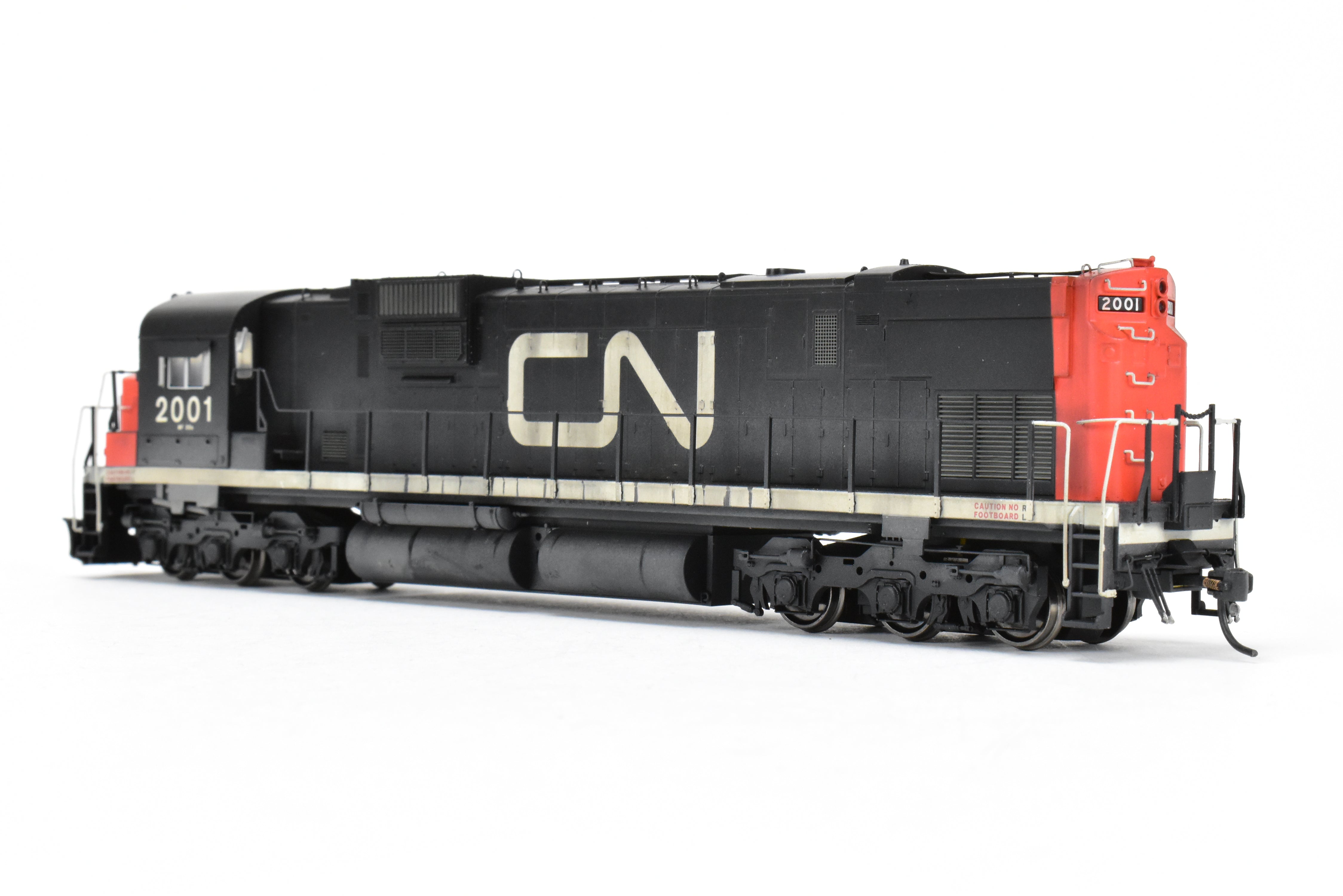 HO Scale Con Bowser Executive Line Canadian National Railway Alco C630M Model Train with ESU DCC and Sound Function, Featuring Road Number 2001 and Professional Weathering