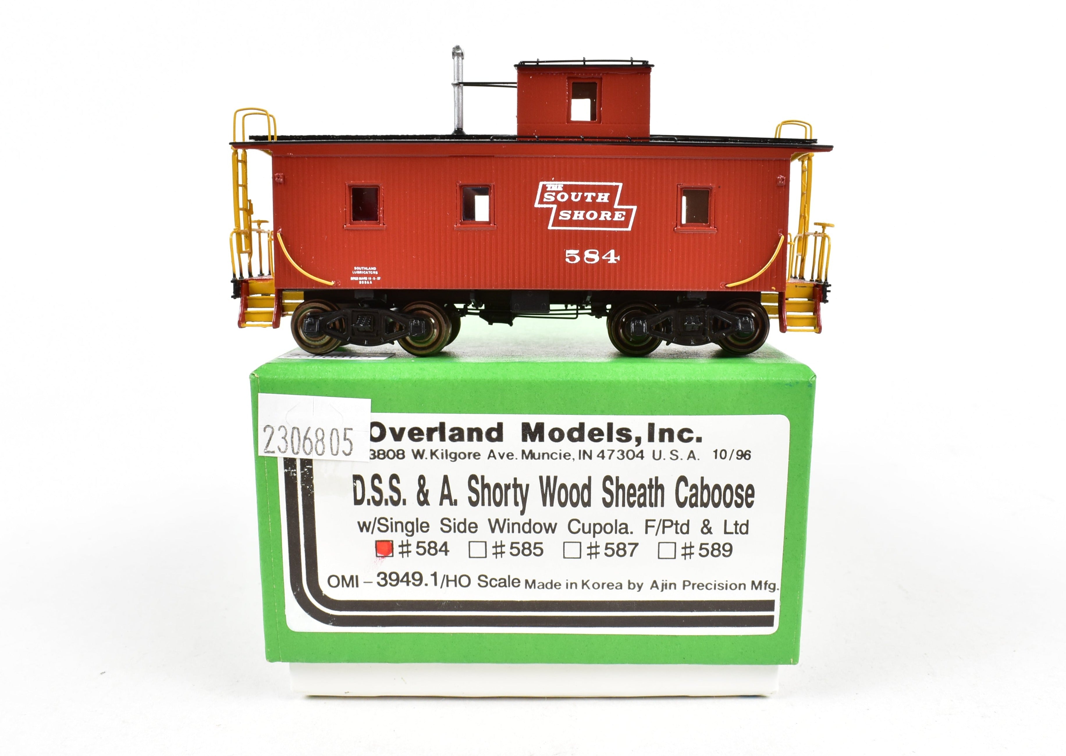HO Scale Brass Duluth South Shore & Atlantic Shorty Wood Sheath Caboose FP No. 584 Model by Overland Models, Inc. (OMI)