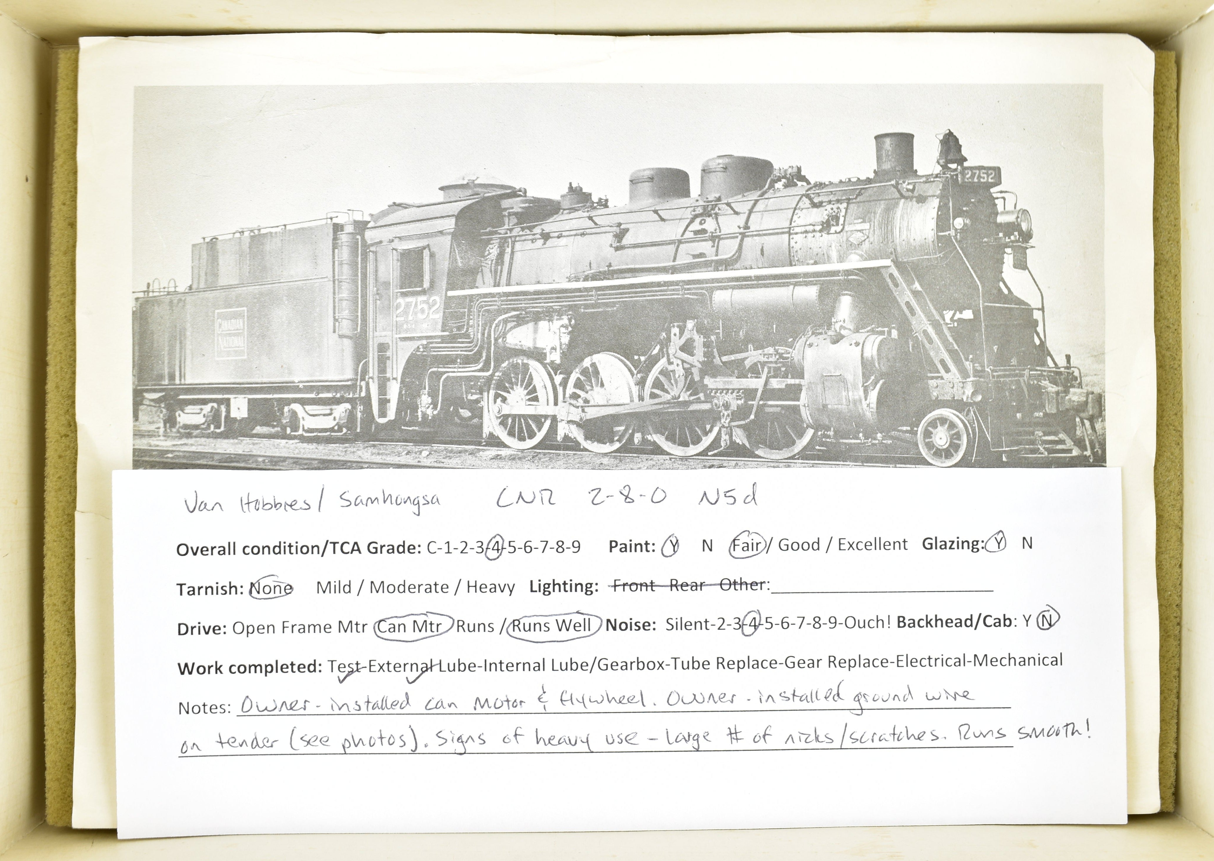 HO Brass Van Hobbies CNR N5d 2-8-0 Consolidation Model in Fair Condition