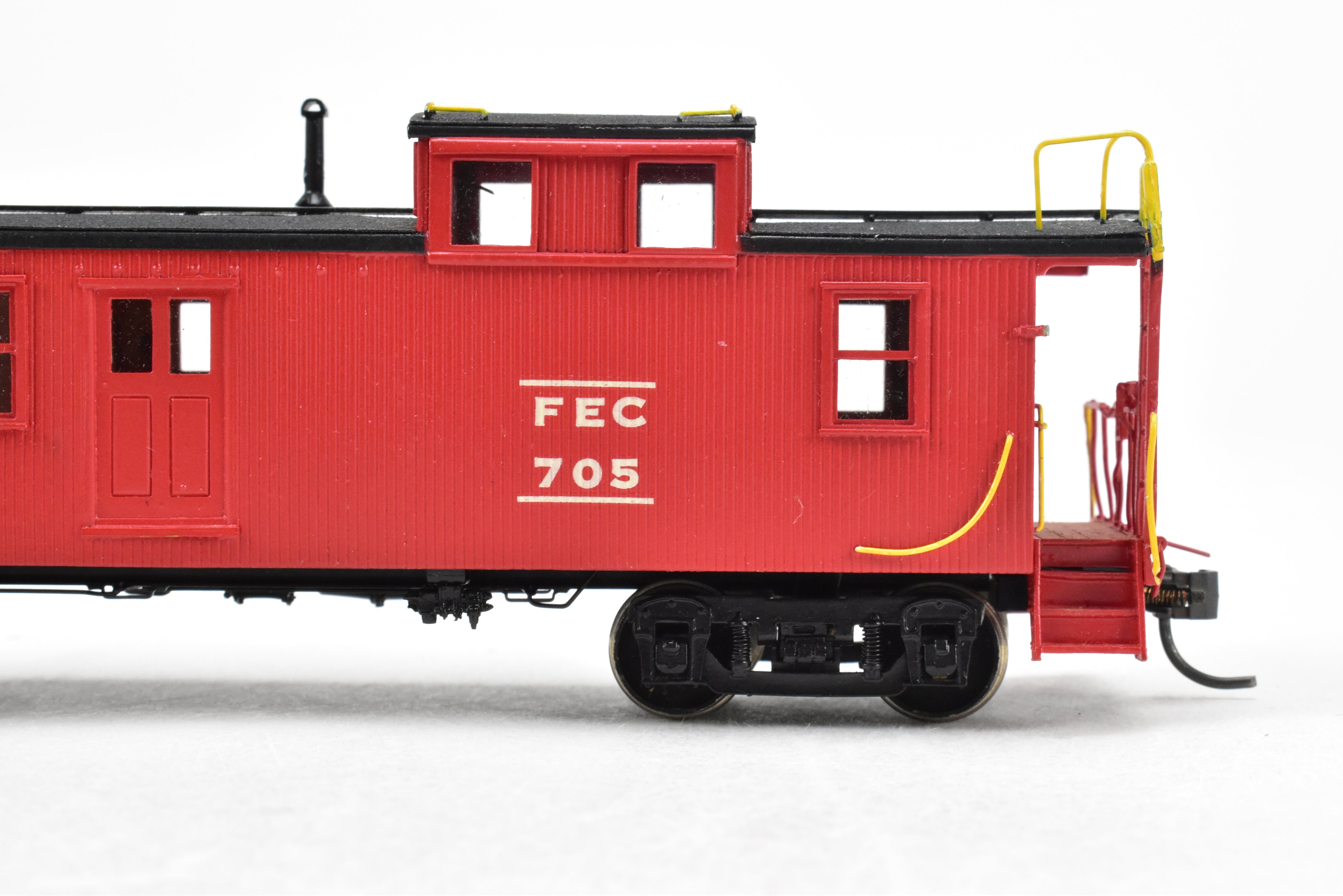 HO Scale Brass Model Train Caboose - OMI (Overland Models, Inc.) Florida East Coast Wood Side - Door Caboose, Car Number 705