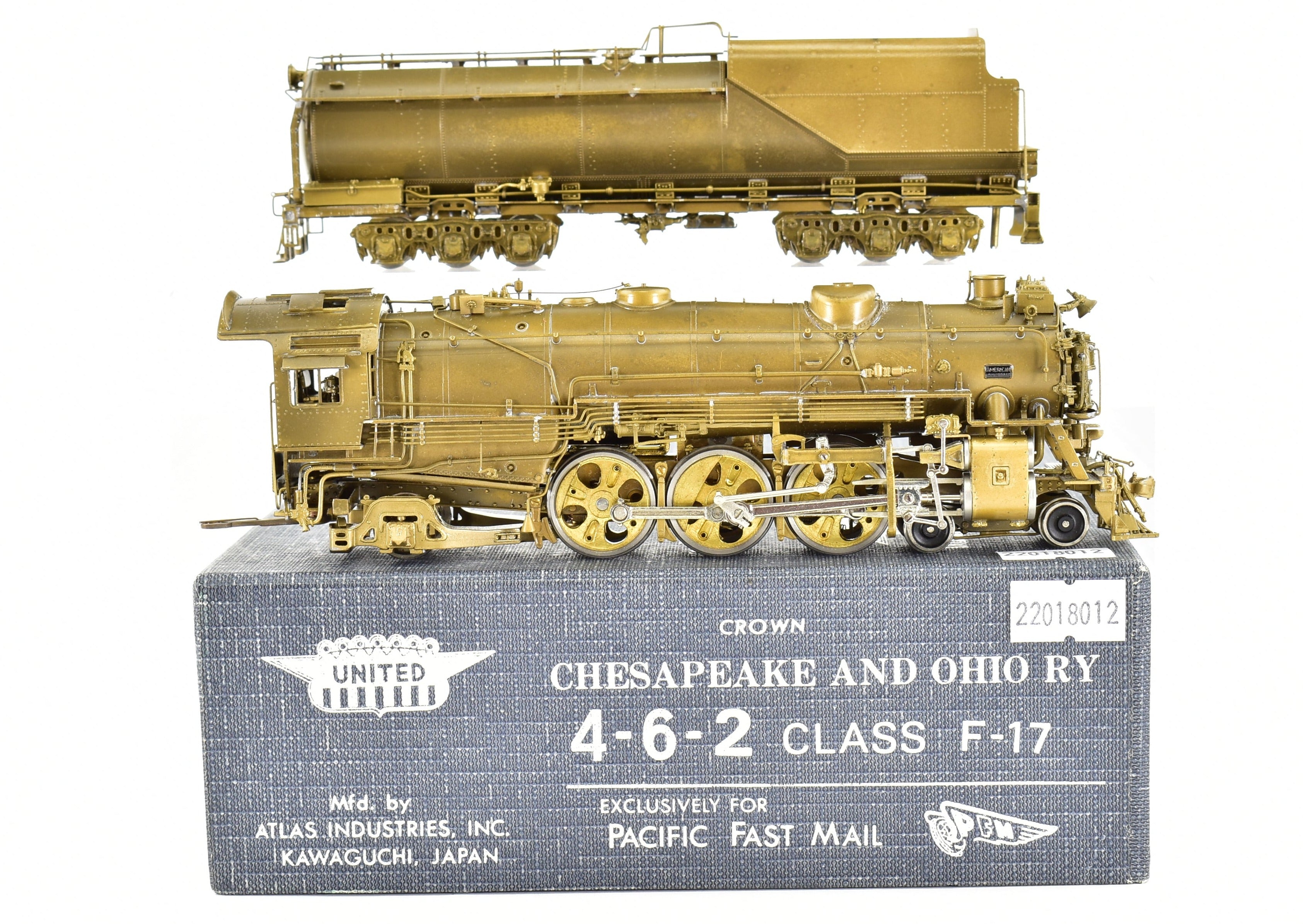 HO Scale Brass Pacific Fast Mail Model - United C&O - Chesapeake & Ohio 4-6-2 Class F-17 Pacific Crown, 1979 Production Run