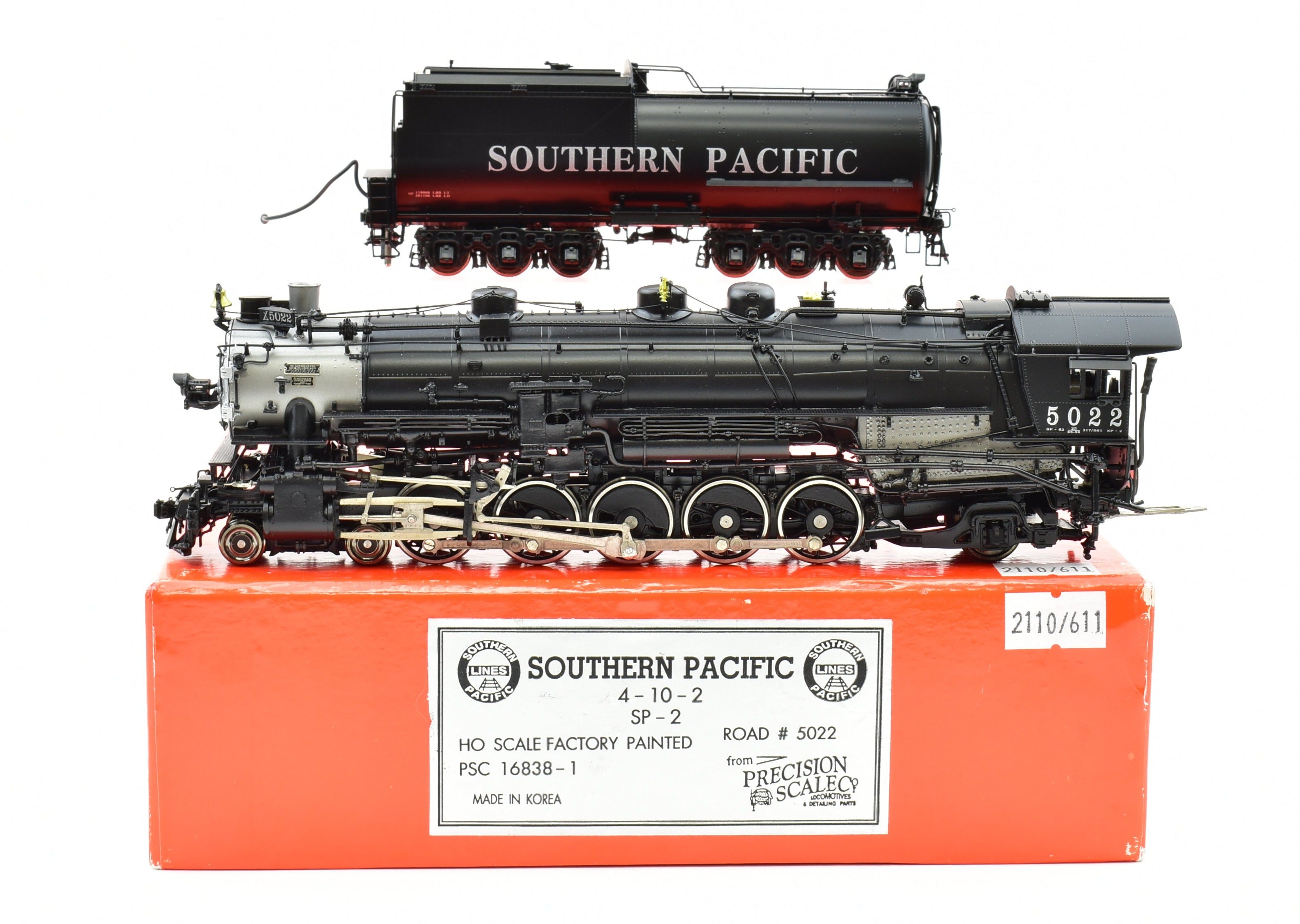 HO Scale Brass Precision Scale Co. SP 4-10-2 Factory Painted Locomotive #5022