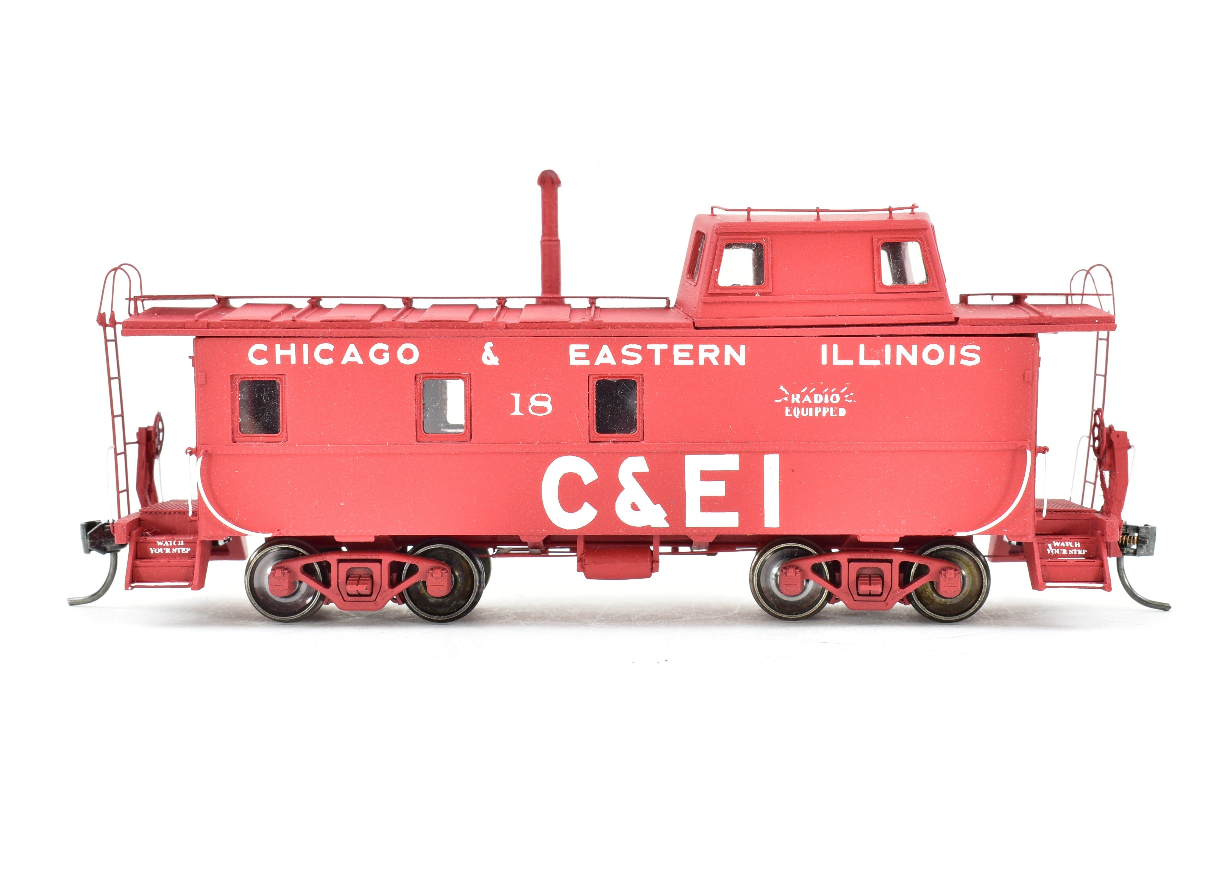 HO Scale Resin Model Railroad Wright Trak Chicago & Eastern Illinois (C&EI) Streamline Cupola Caboose - Custom Built and Professionally Painted