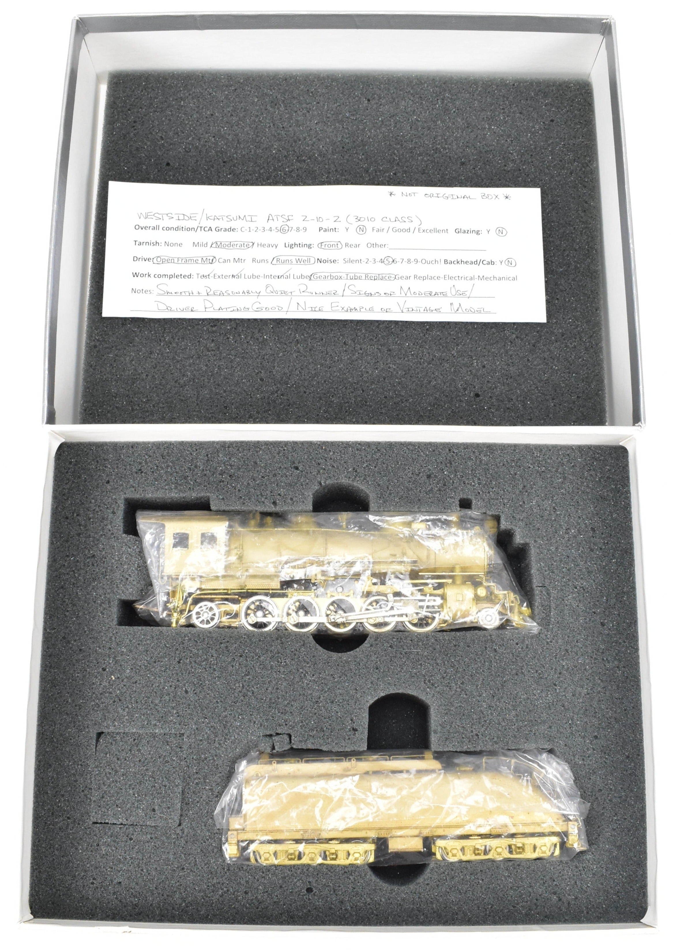 HO Scale Brass Model Train by Westside Model Co., Representing ATSF - Santa Fe 1600 Class TTT 2 - 10 - 2, Complete with REBOXX Box and Foam