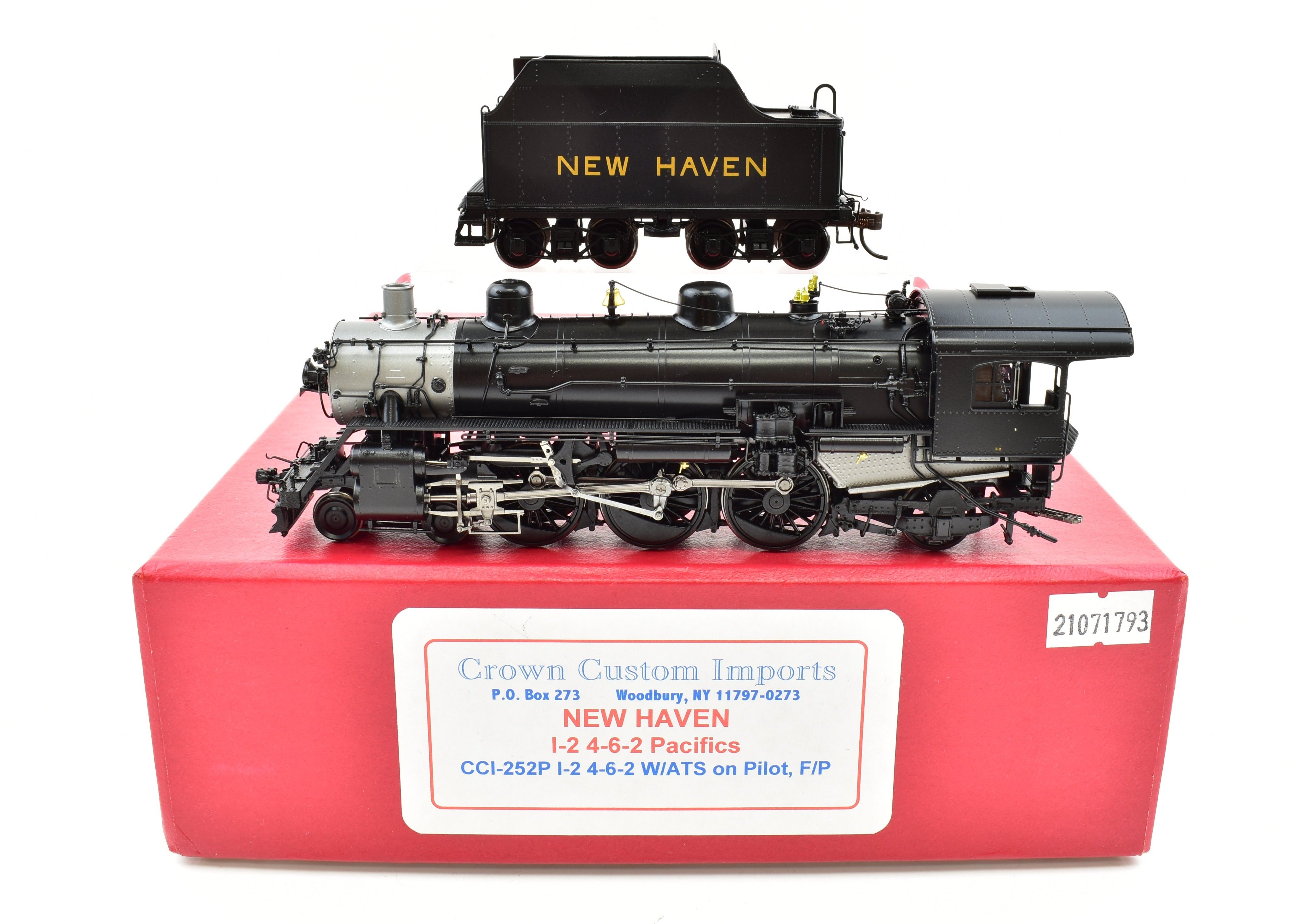 HO Scale Brass Crown Custom Imports NH - New Haven I-2 4-6-2 Pacific Locomotive with ATS on Pilot and Factory Painted Finish