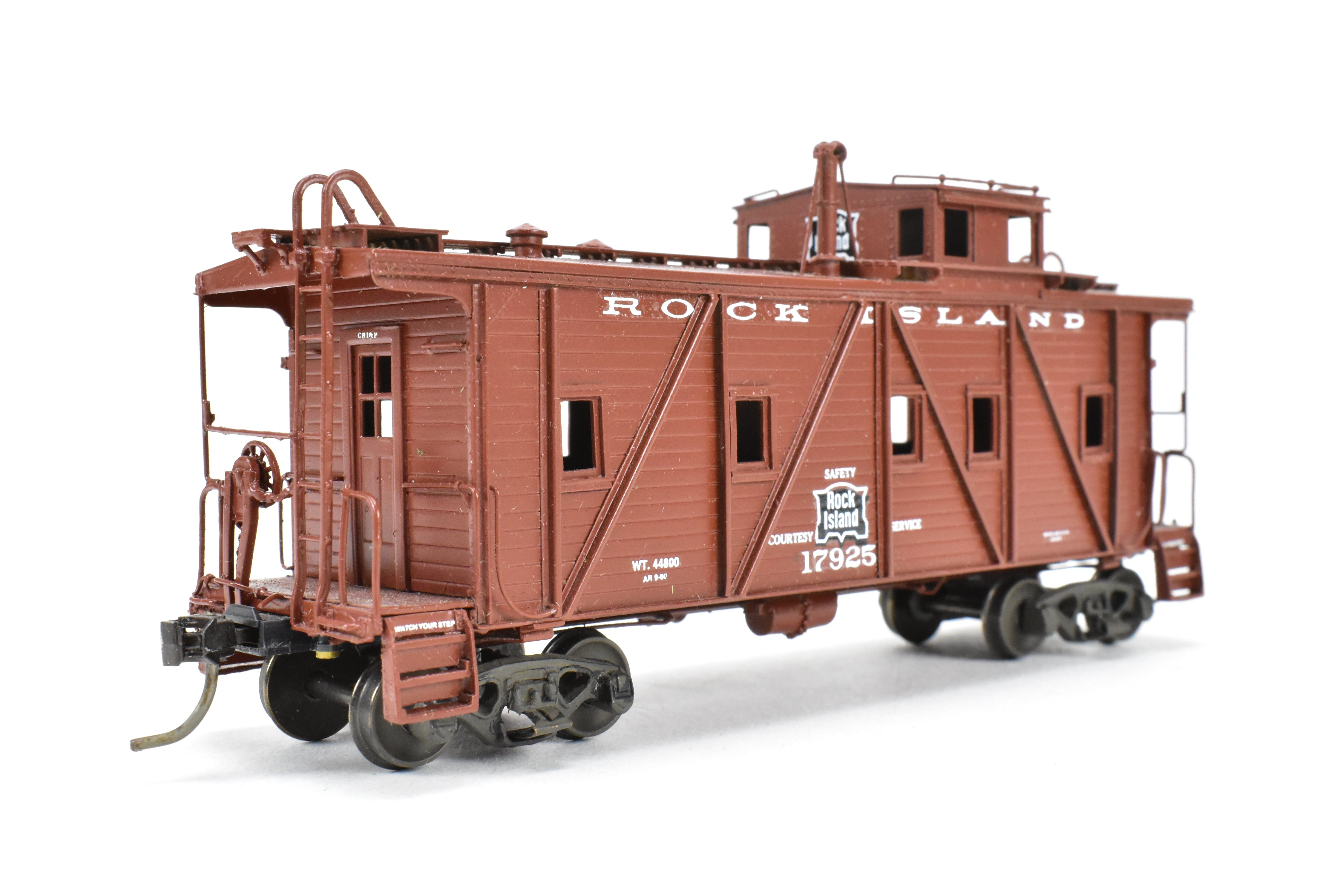 HO Scale Brass Model Train - Overland Models, Inc. (OMI) CRI&P - Rock Island Outside Braced Wood Caboose CP No.17925 with Replacement Trucks