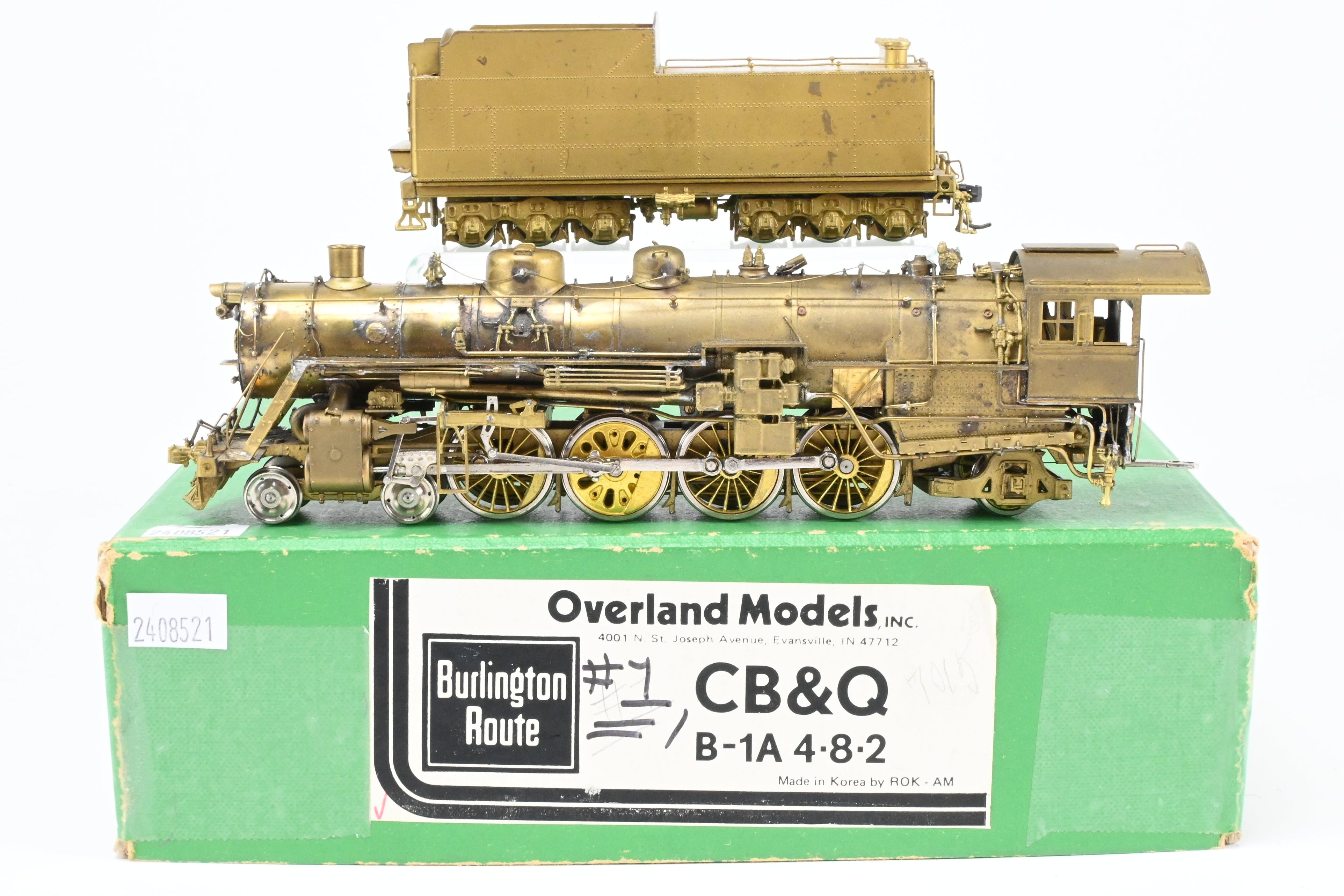 HO Scale Brass Model Train - Overland Models CB&Q - Burlington Route B-1A 4-8-2 Custom Modified by Joe G. Collias
