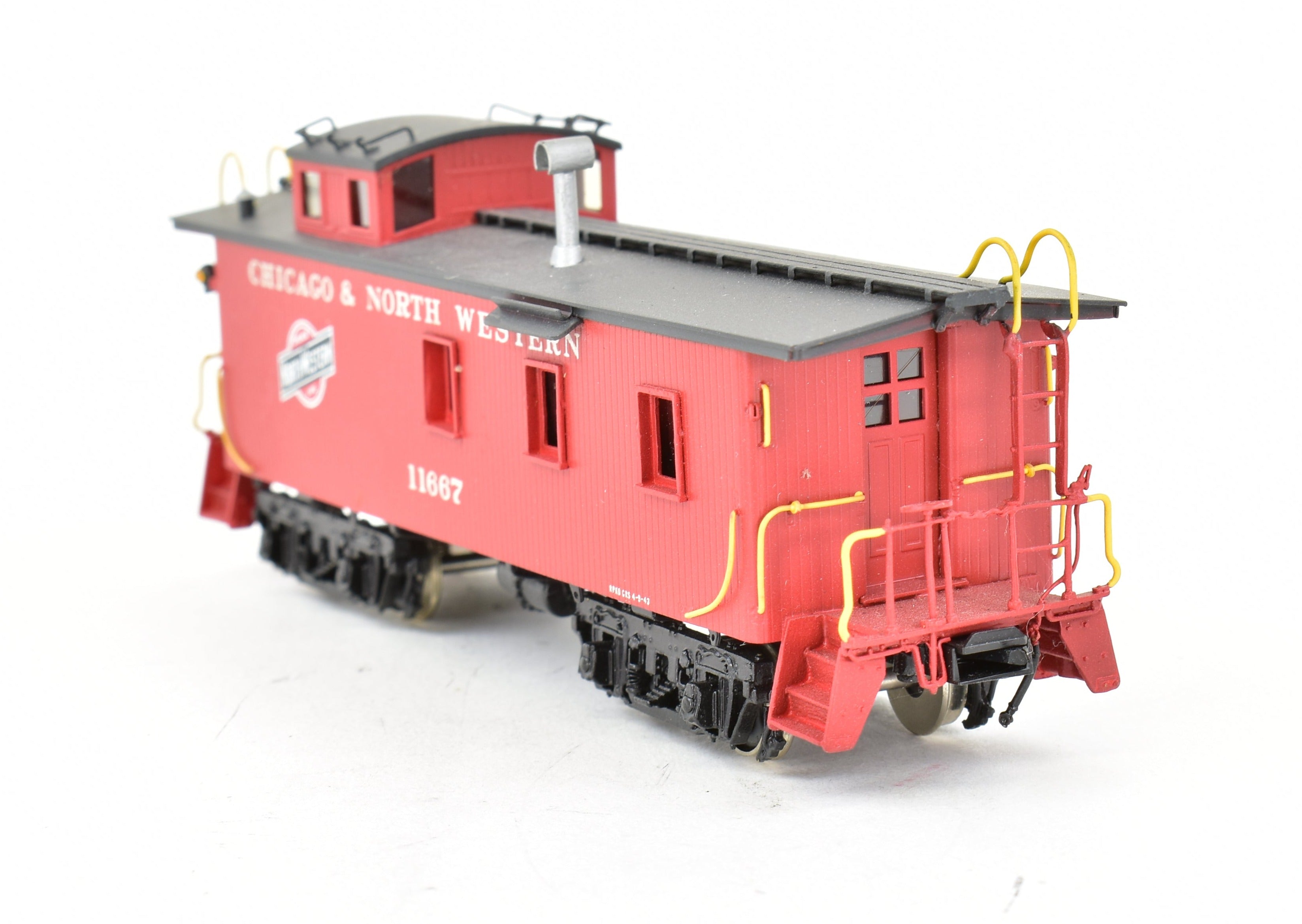 HO Scale Brass Chicago & North Western (C&NW) Wood Caboose with Number Board Version CP by Overland Models, Inc. (OMI)