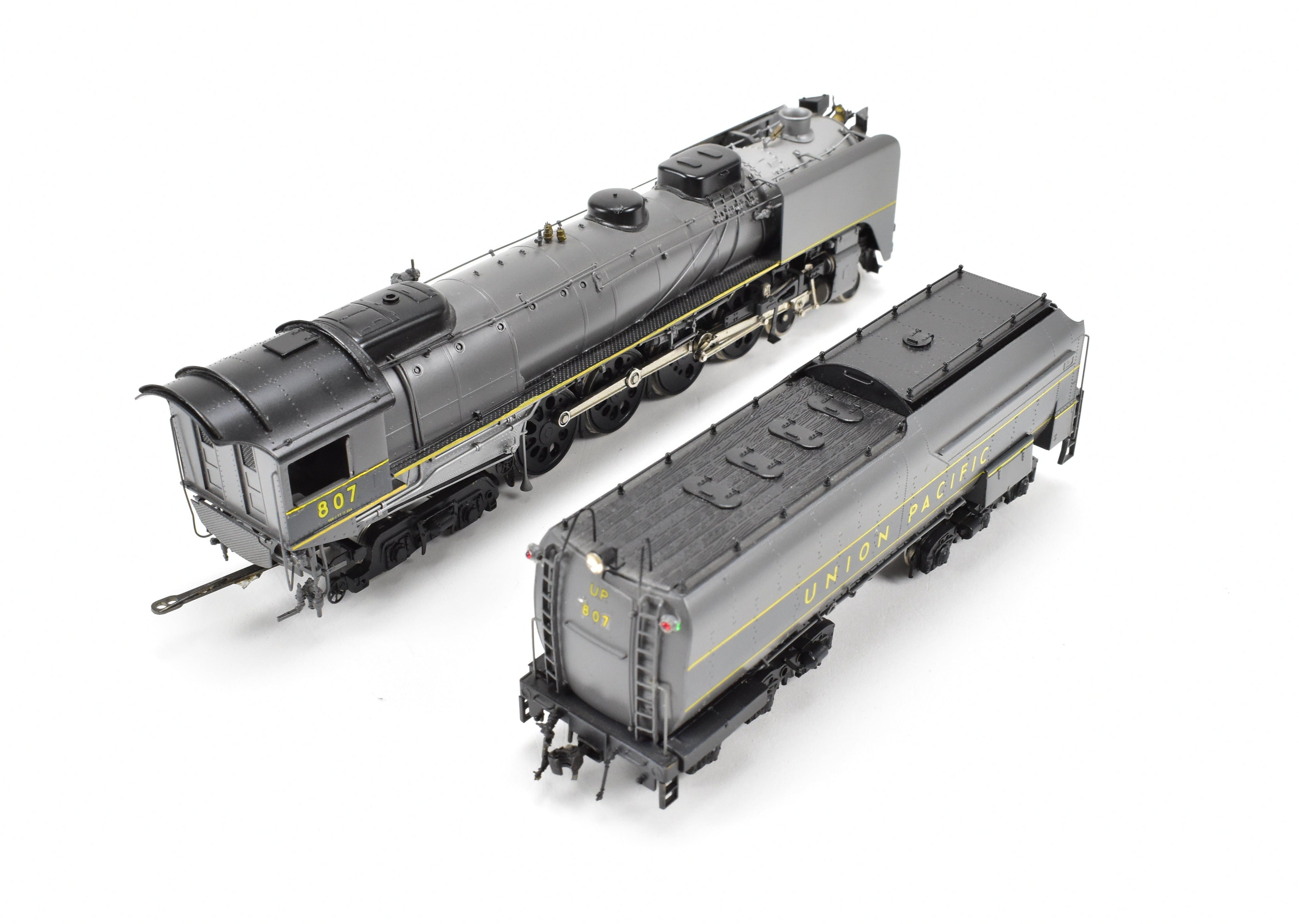 HO Scale Brass PFM - United Model Train - Union Pacific 4-8-4 Modern FEF-1 with Two-Tone Grey and Yellow Custom Paint, Run Number 807 from 1981
