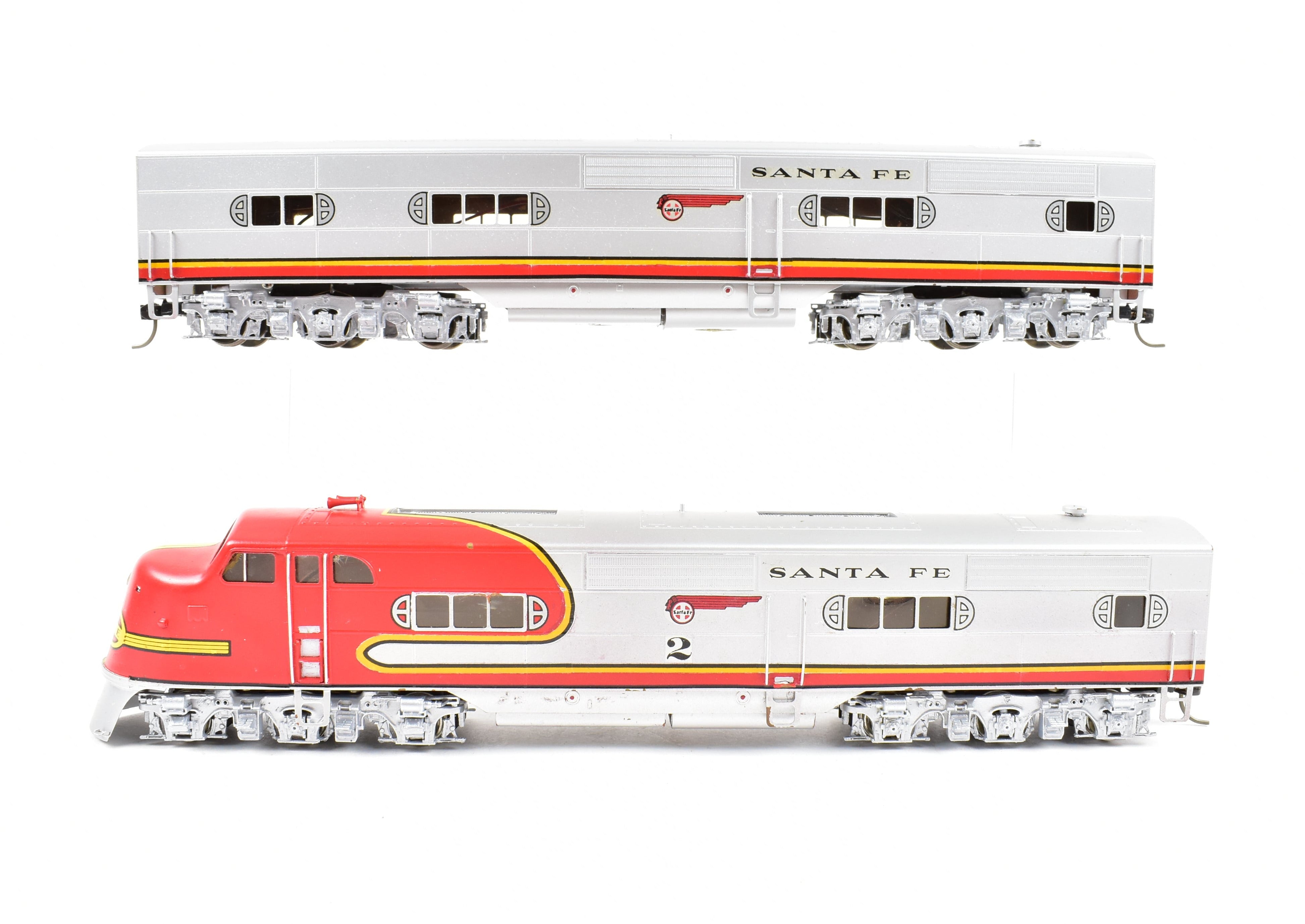 HO Scale Brass Hallmark Model Train Sets - ATSF Santa Fe EMC E - 1 A/B Powered Set with Upgraded Drives and Custom Painting