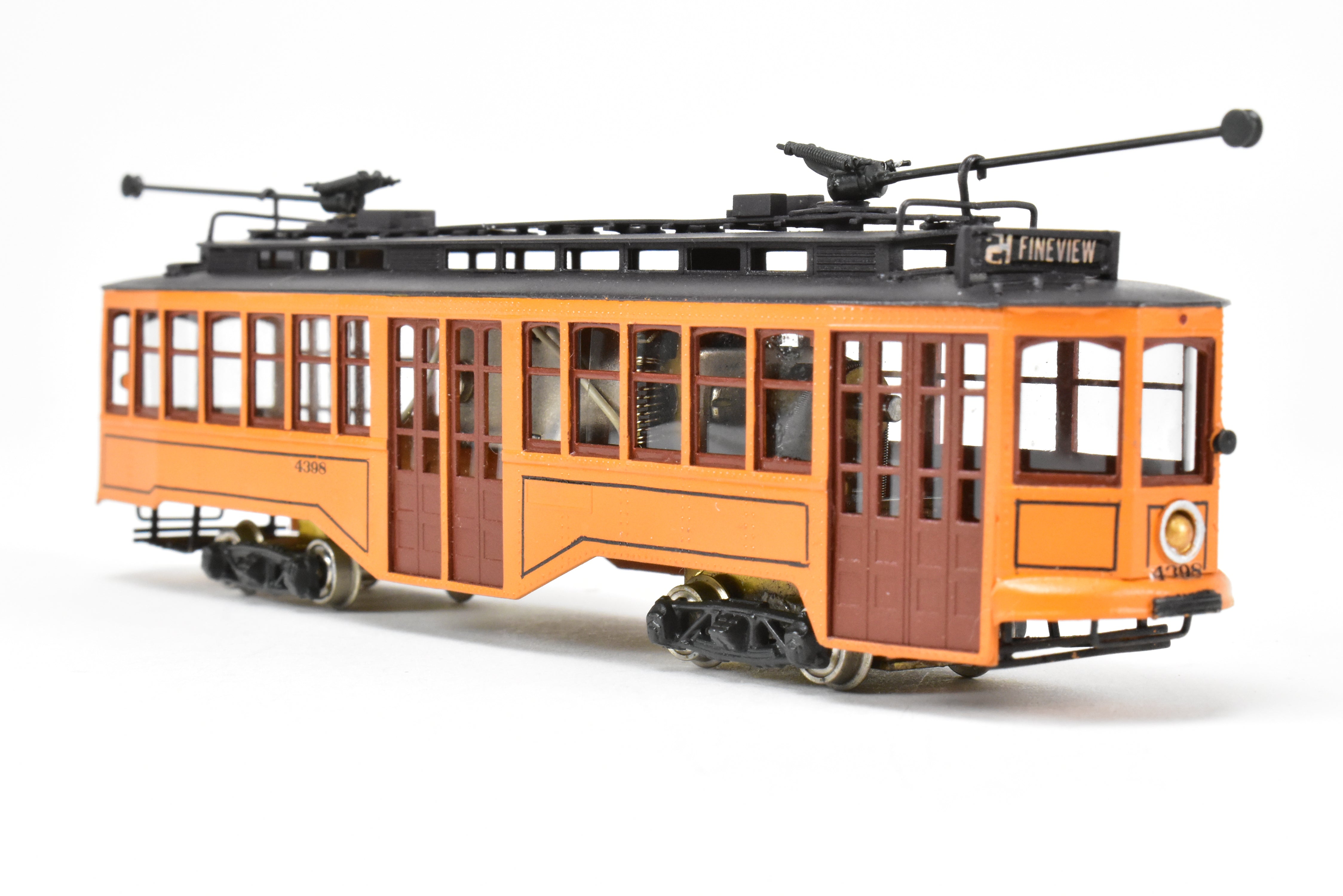 HO Scale Brass Custom-Painted Double-Ended Pittsburgh Railway Co. Jones Trolley Car #4398