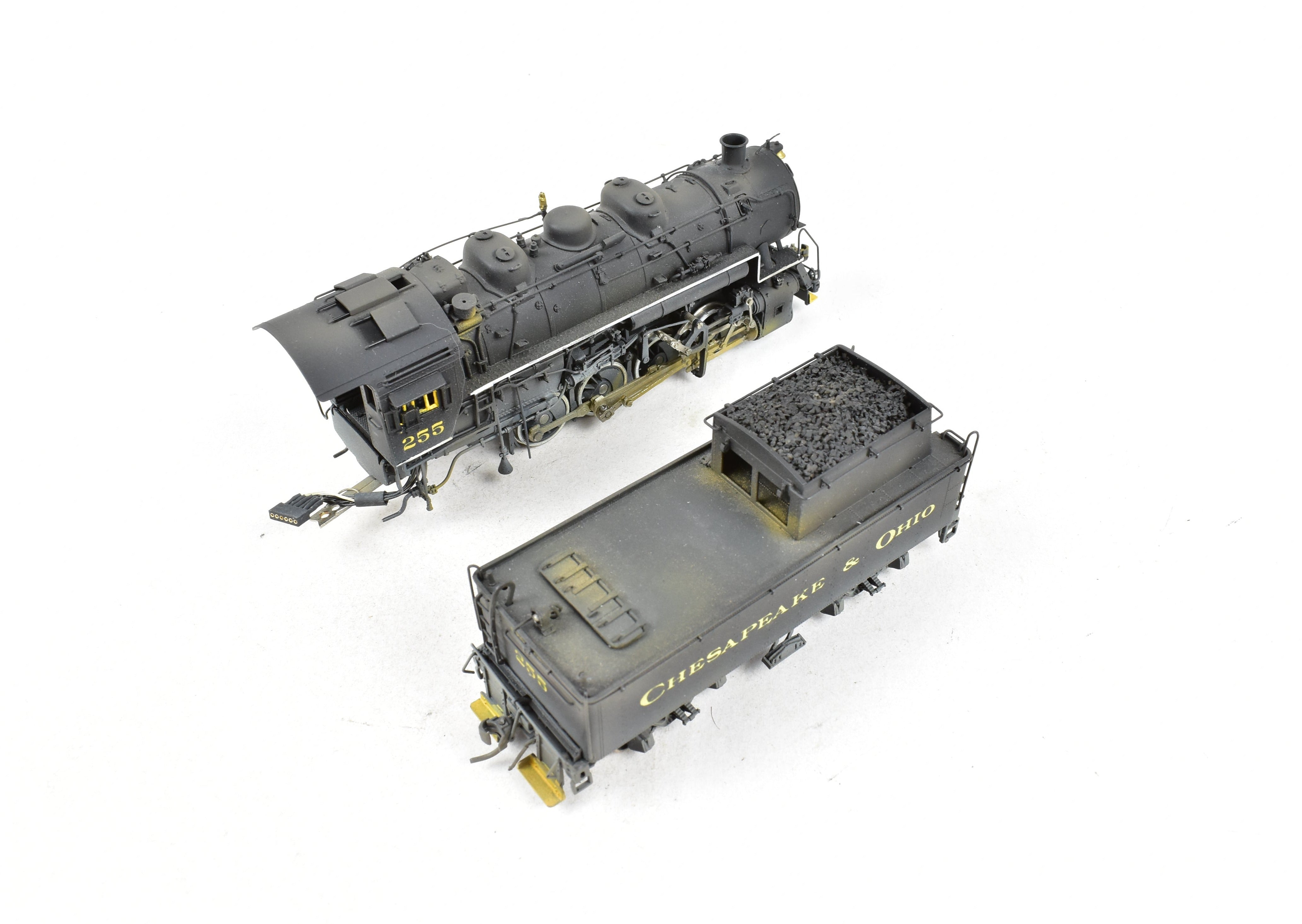 HO Scale Brass Precision Scale Co. Chesapeake & Ohio Class C - 16 0 - 8 - 0 FP Model Locomotive with Weathered No. 255, Equipped with DCC & Sound Function