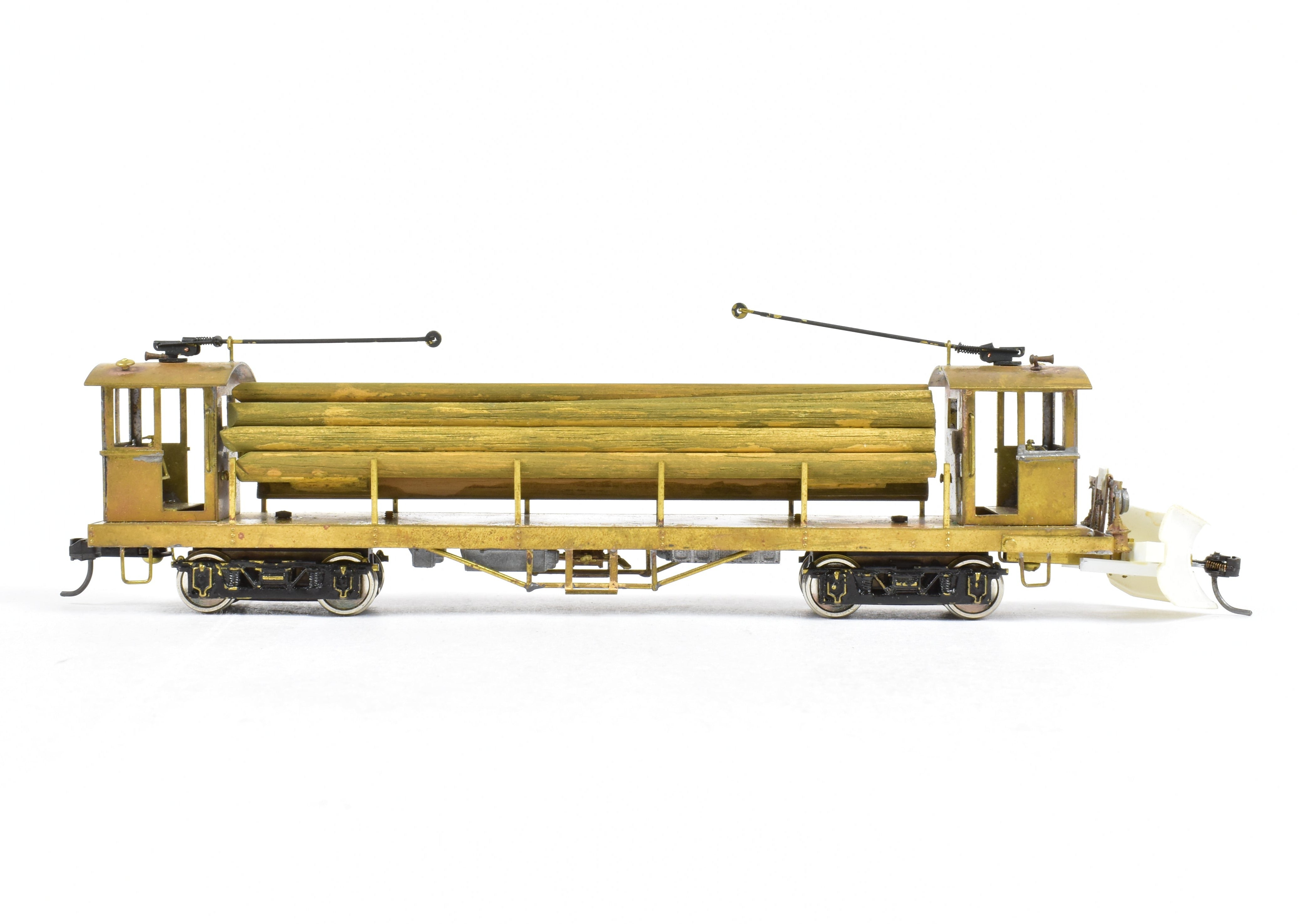 Custom - Built HO Scale Brass Traction Line Pole Car with Load from an Unknown Japanese Importer