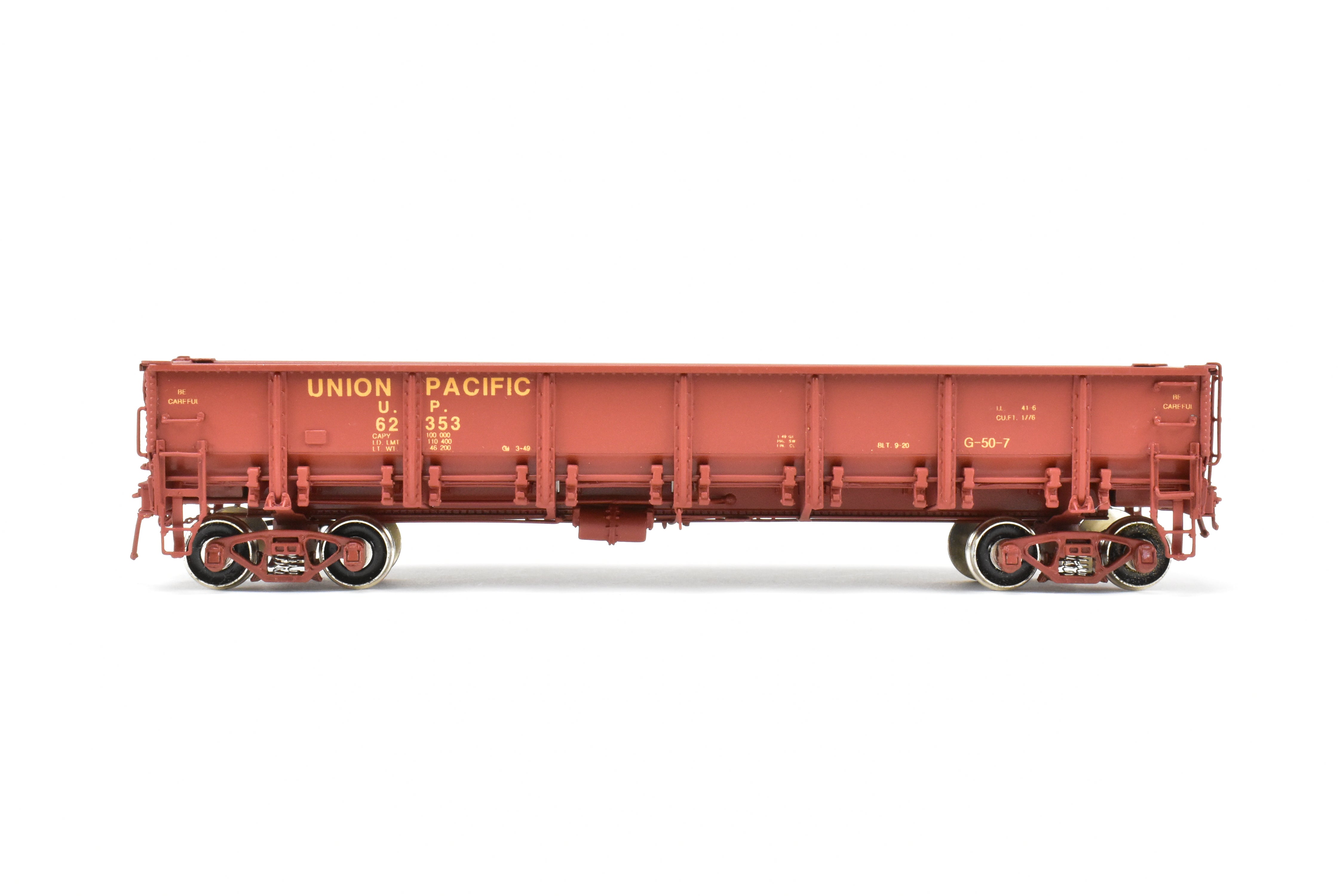 HO Scale Brass CIL - Challenger Imports Union Pacific Class G50 - 7 Drop Bottom Gondola Model, Version 2 with Riveted Side Sheets, Factory - Painted and Numbered FP #62353