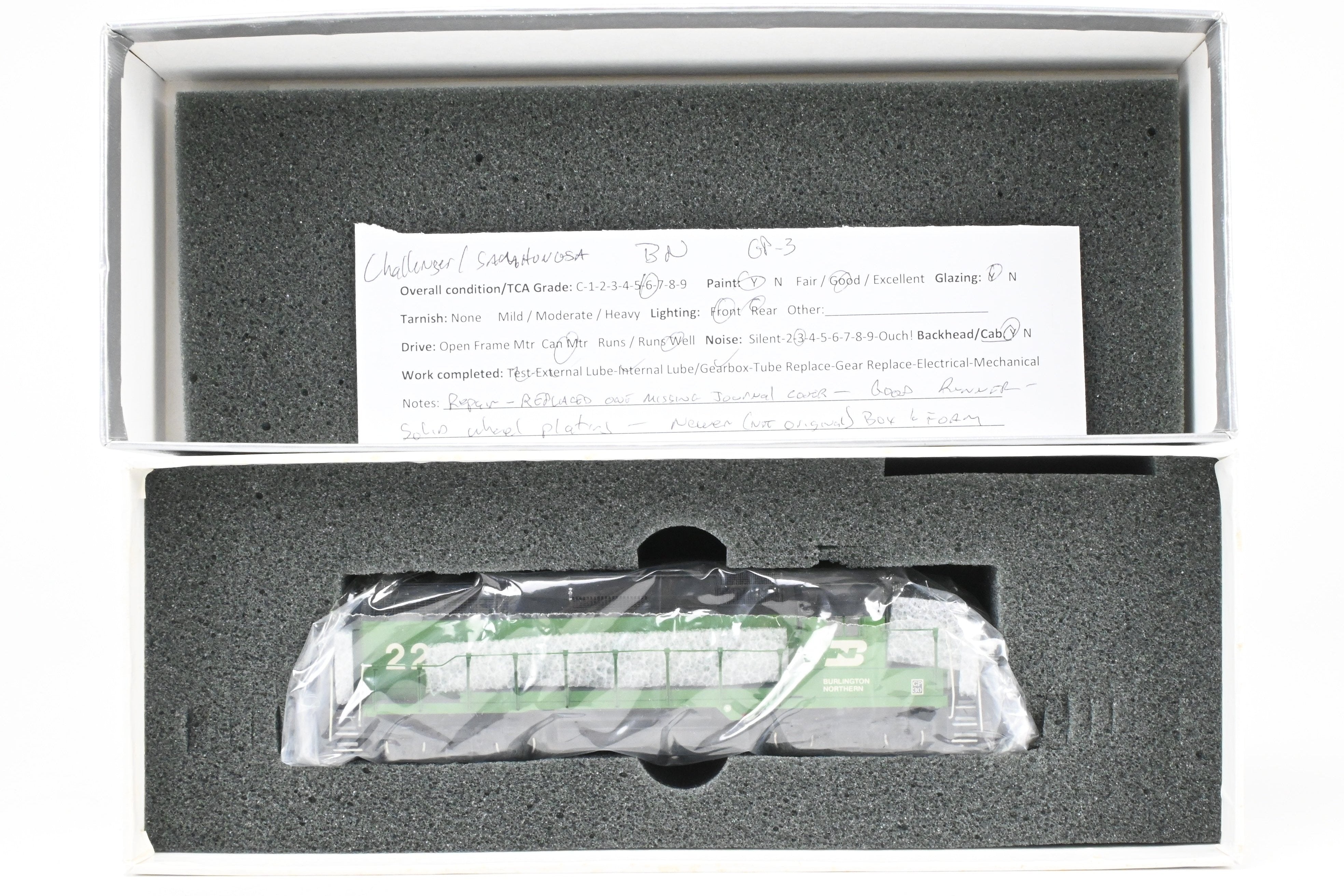 HO Scale Brass Cylinder - Challenger Imports Burlington Northern EMD GP30 Phase II Freight Model in Replacement Box