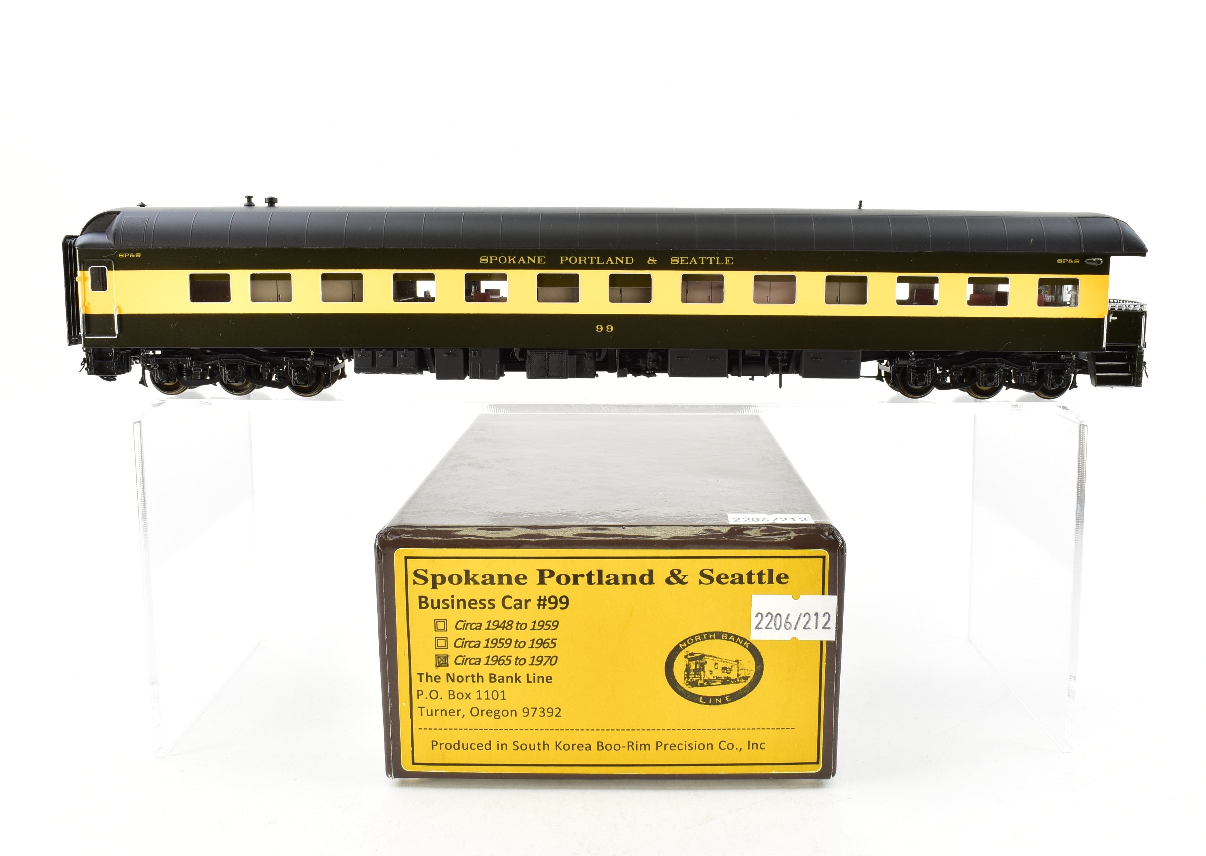 HO Scale Brass Model Railroad Business Car - North Bank Line SP&S (Spokane, Portland & Seattle) Business Car No. 99, Circa 1965 - 1970, Fine - Quality Collectible