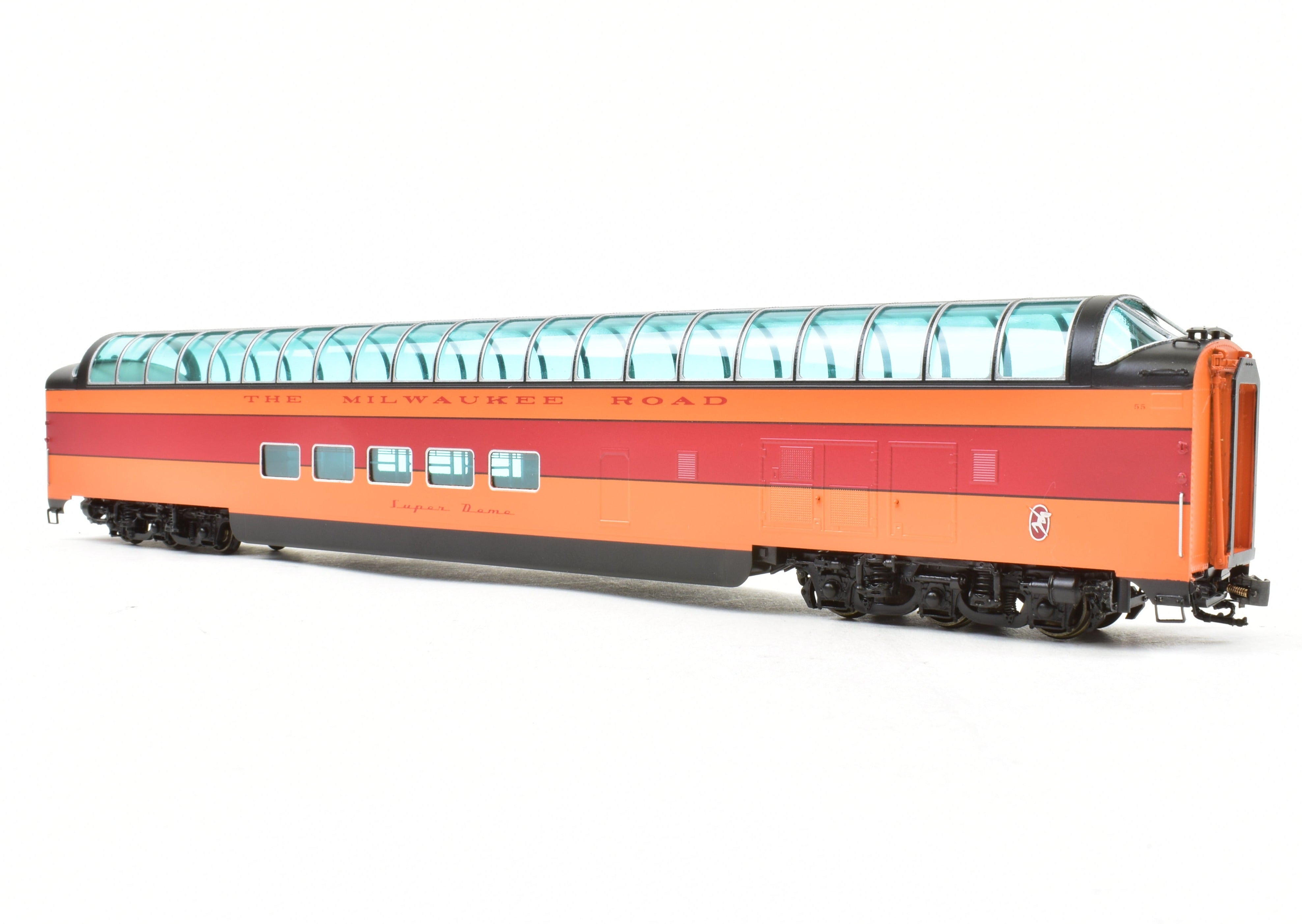 High - Quality HO Scale Brass Railway Classics Model of MILW - Milwaukee Road Super Dome Factory Painted with Road Number 55