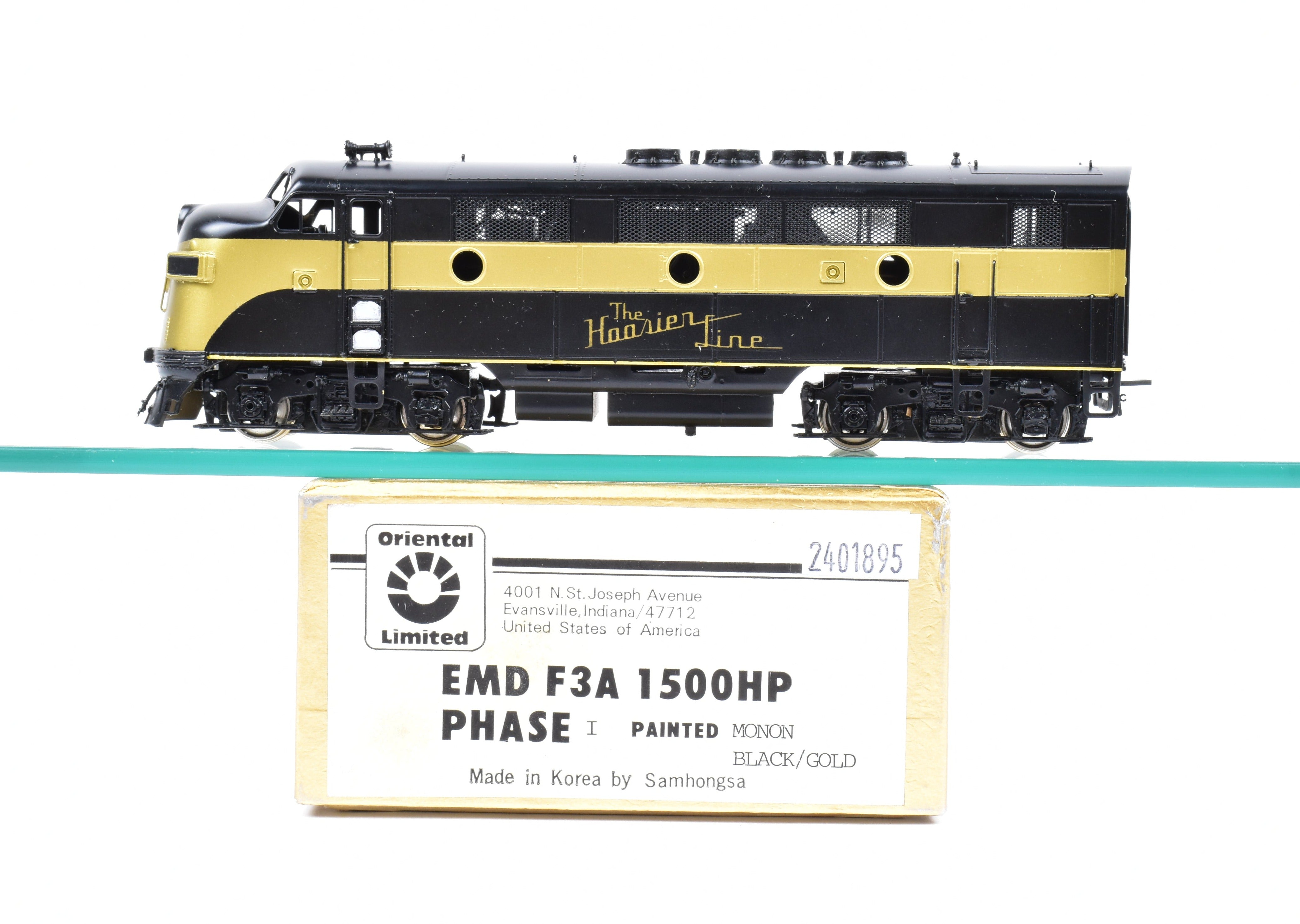 HO Brass Oriental Limited CIL Monon EMD F3A PH II Factory Painted in Elegant Black and Gold