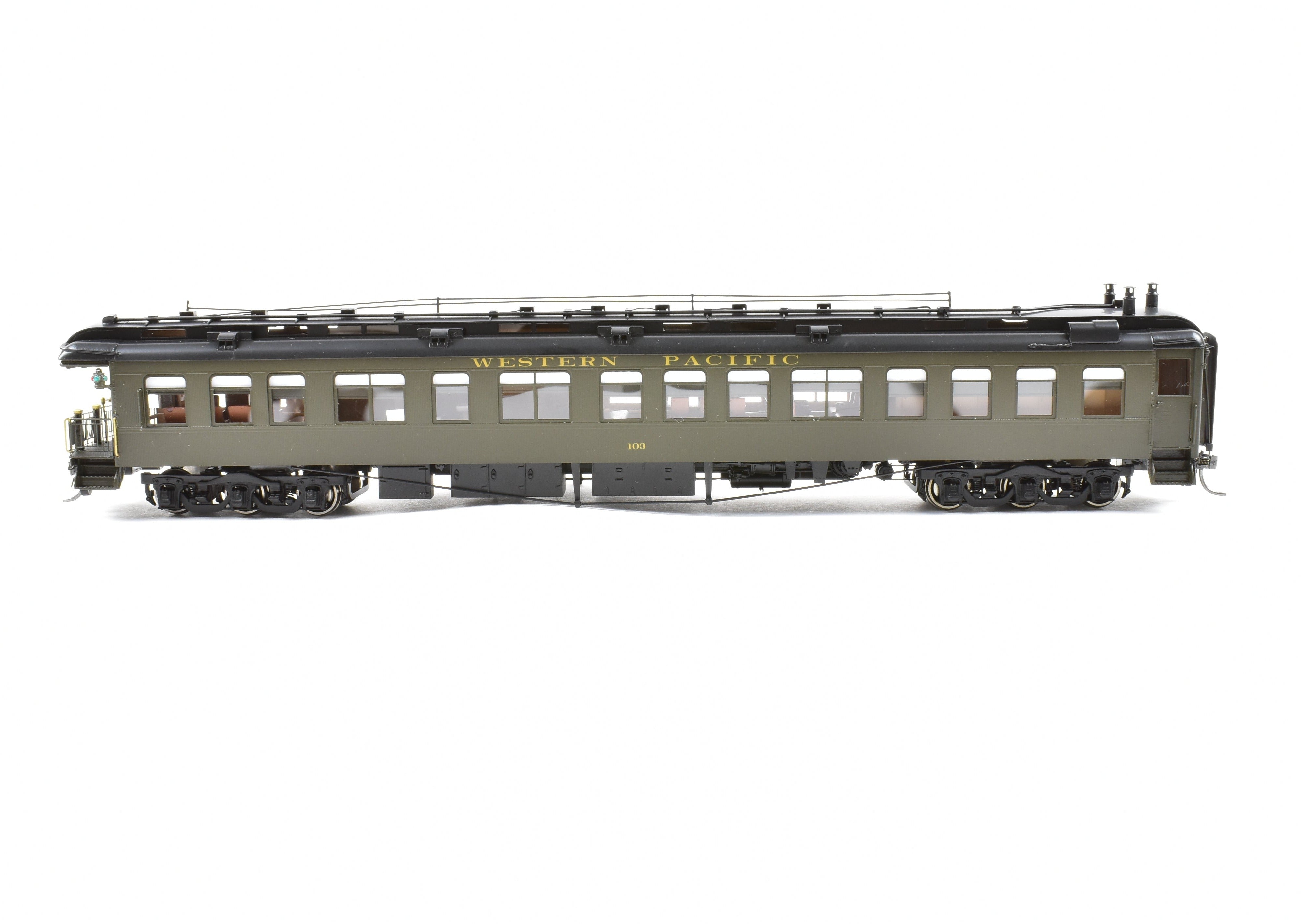 High - Quality HO Scale New Brass Model of North Bank Line Western Pacific Business Car #103 in Pullman Green