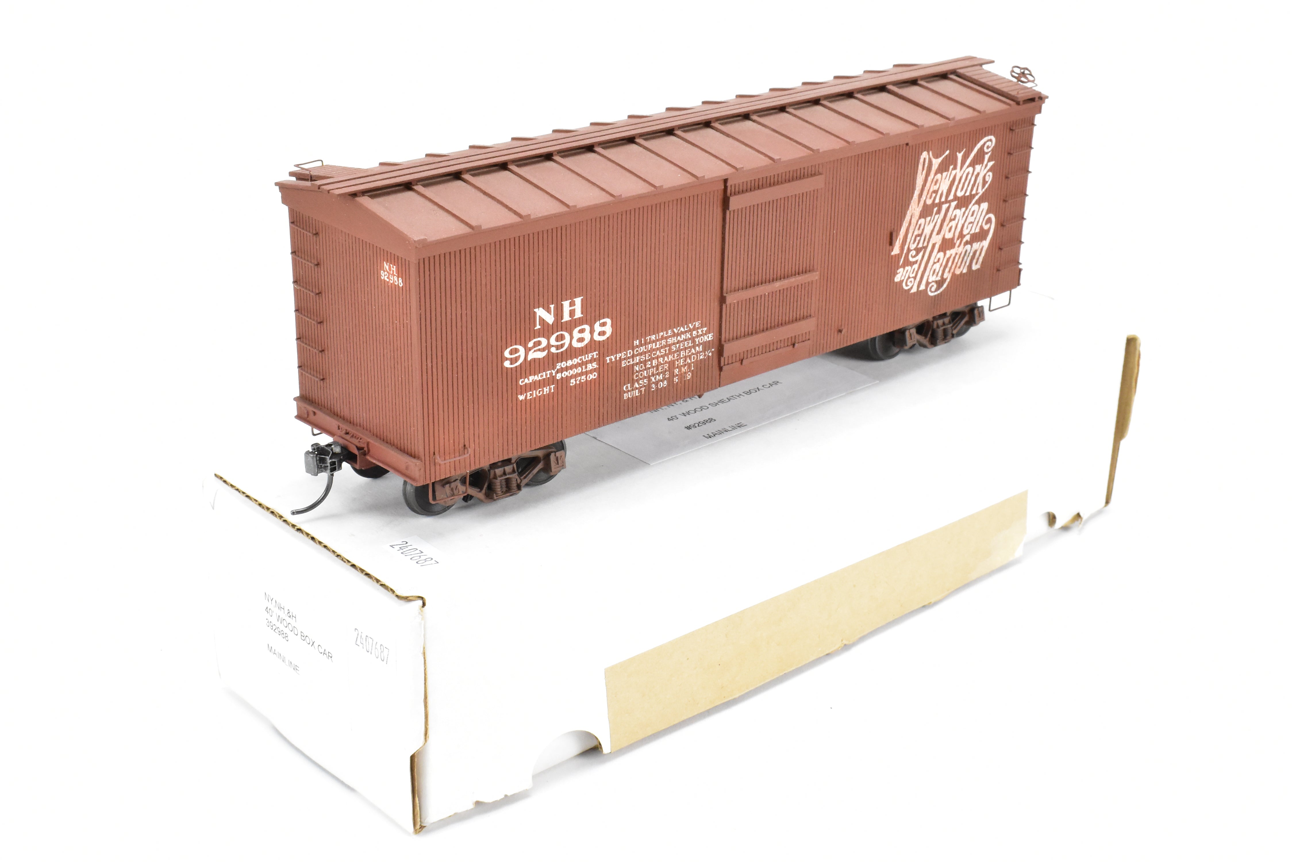 O Scale Metal and Wood Mainline Models New Haven 36-Foot Wood Boxcar with Custom Paint and Assembly