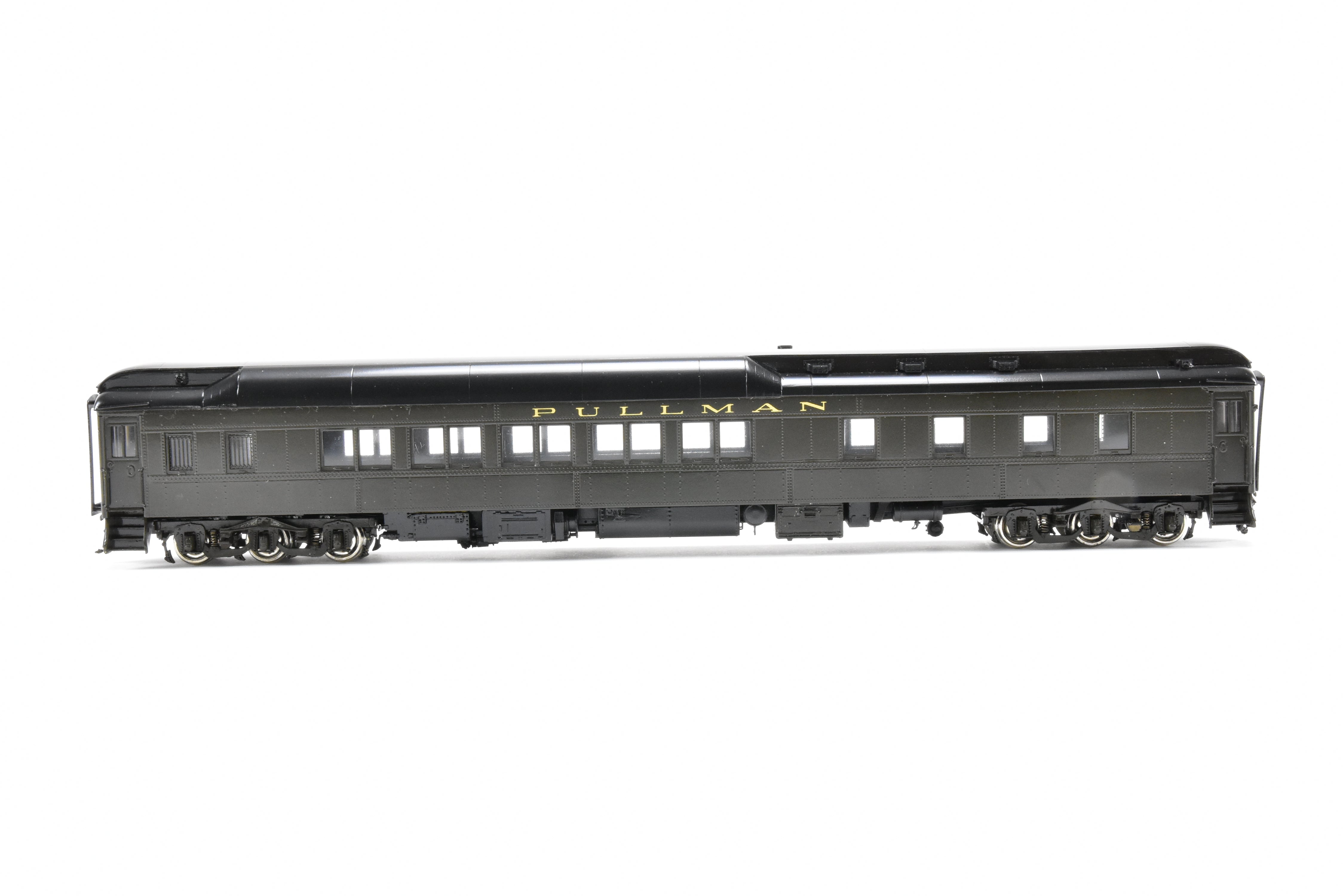 HO Scale Brass Precision Scale Co. Pullman 80-Foot Sleeper Model with 10-1-2 Plan 3585a, Featuring Mechanical Air Brine Equipment and Factory Lettering for Pullman