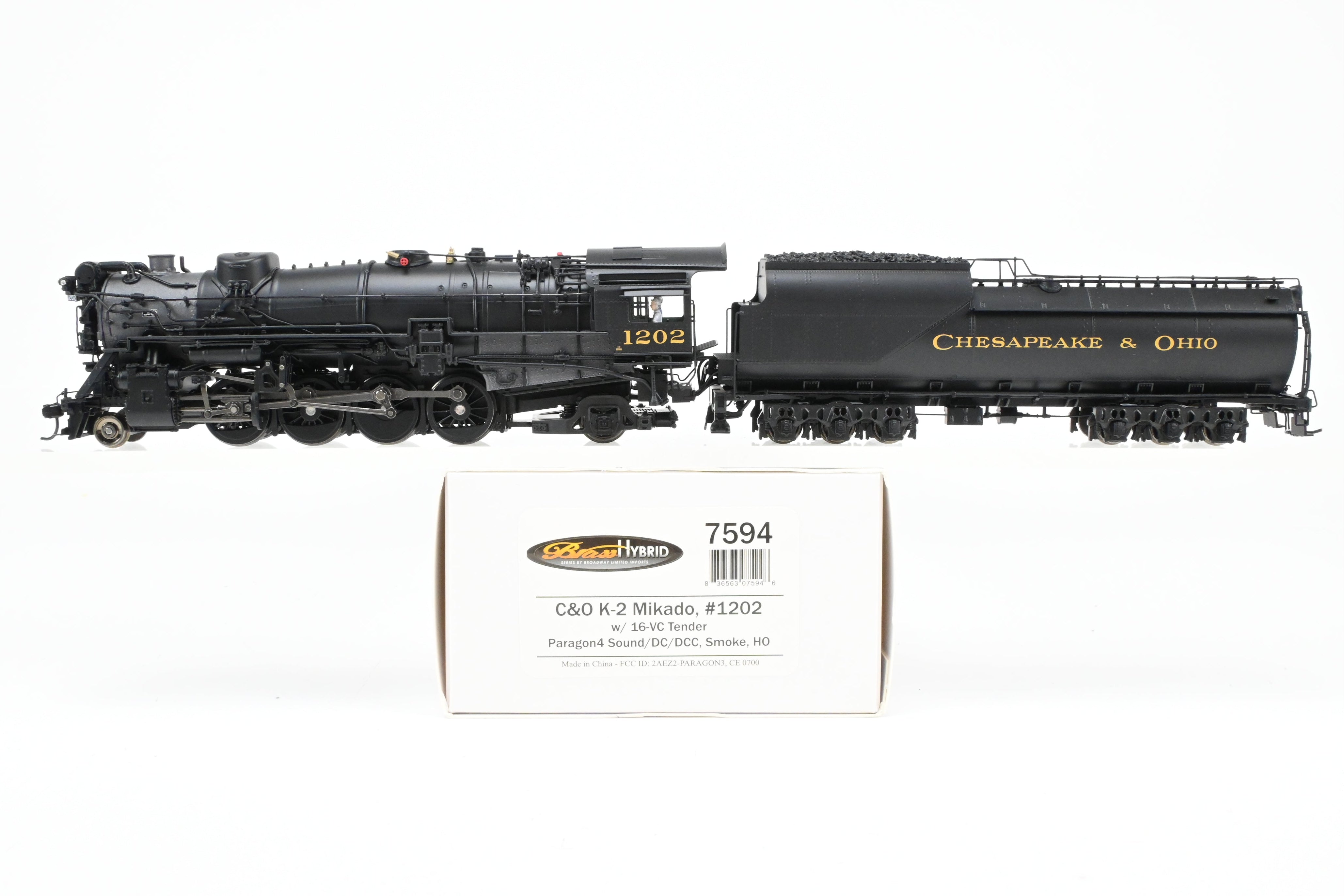 HO NEW Brass Hybrid C&O K-2 2-8-2 Mikado #1202 w/ Smoke & Paragon 4 Sound