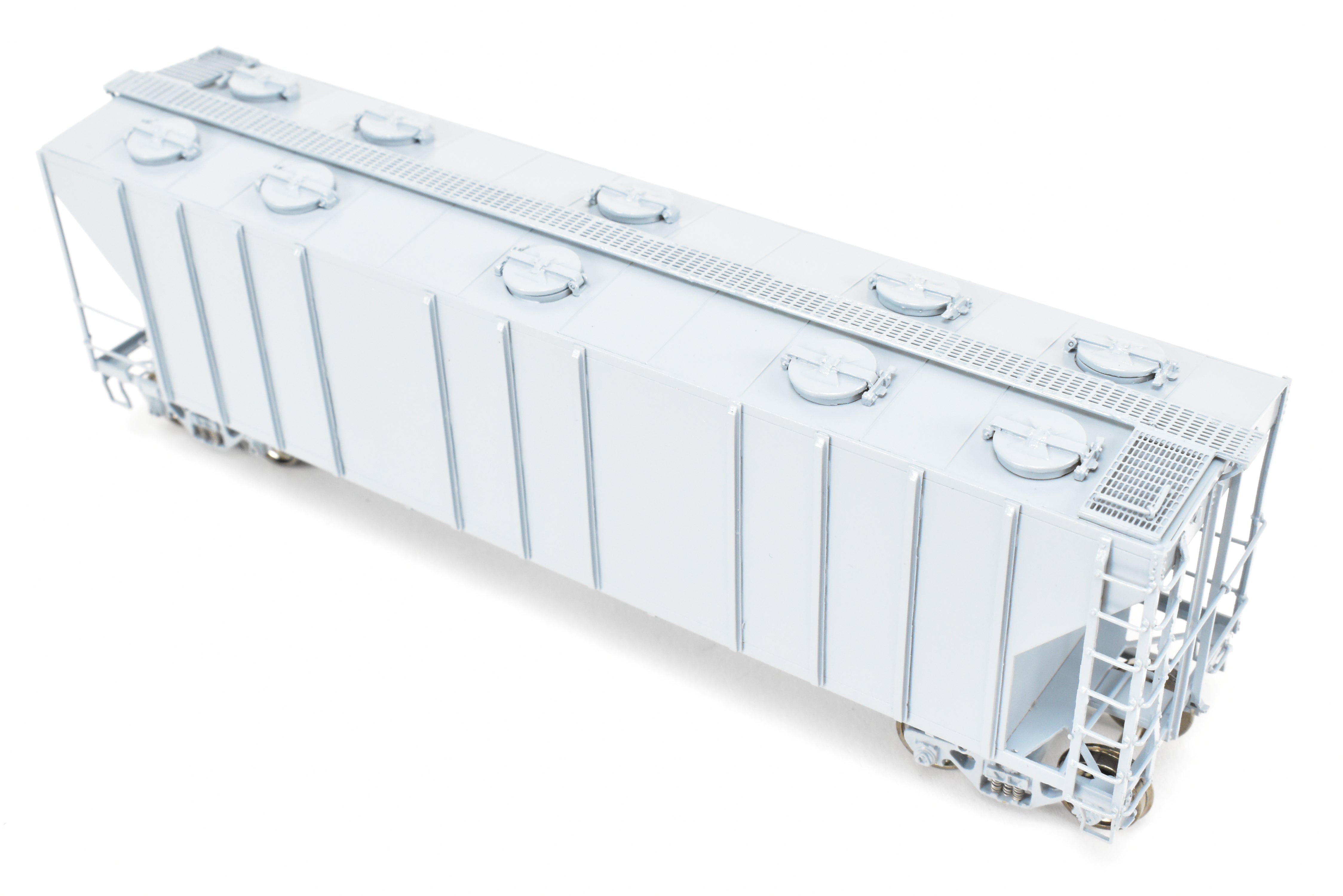 HO Brass OMI PS-2 Central Discharge Covered Hopper Car, Scalecoat #20 Gray Unlettered
