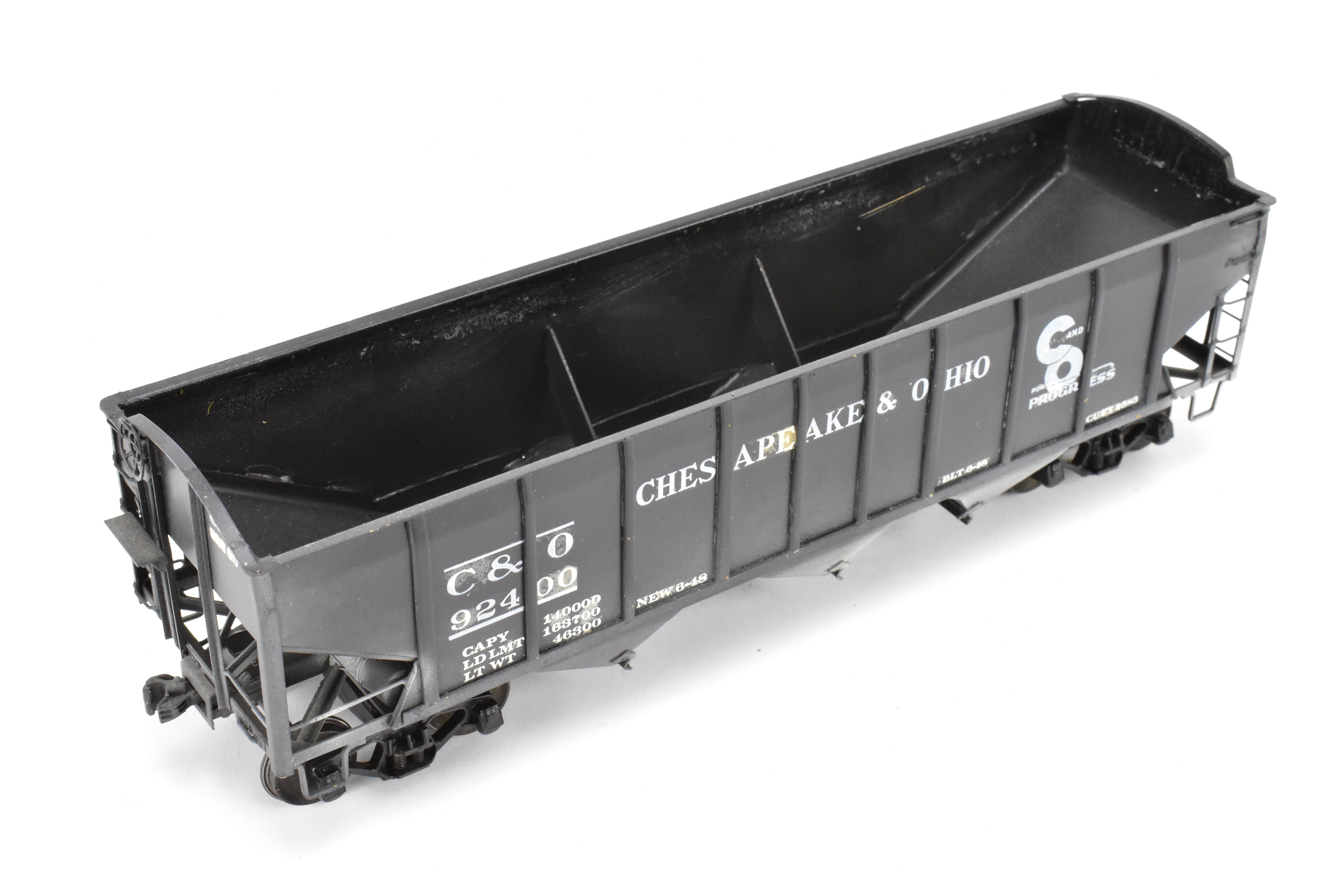 O Scale Model Train - Brass U.S. Hobbies Chesapeake & Ohio (C&O) ACF Welded Triple Hopper, Custom Painted with No. 92400, Without Original Box