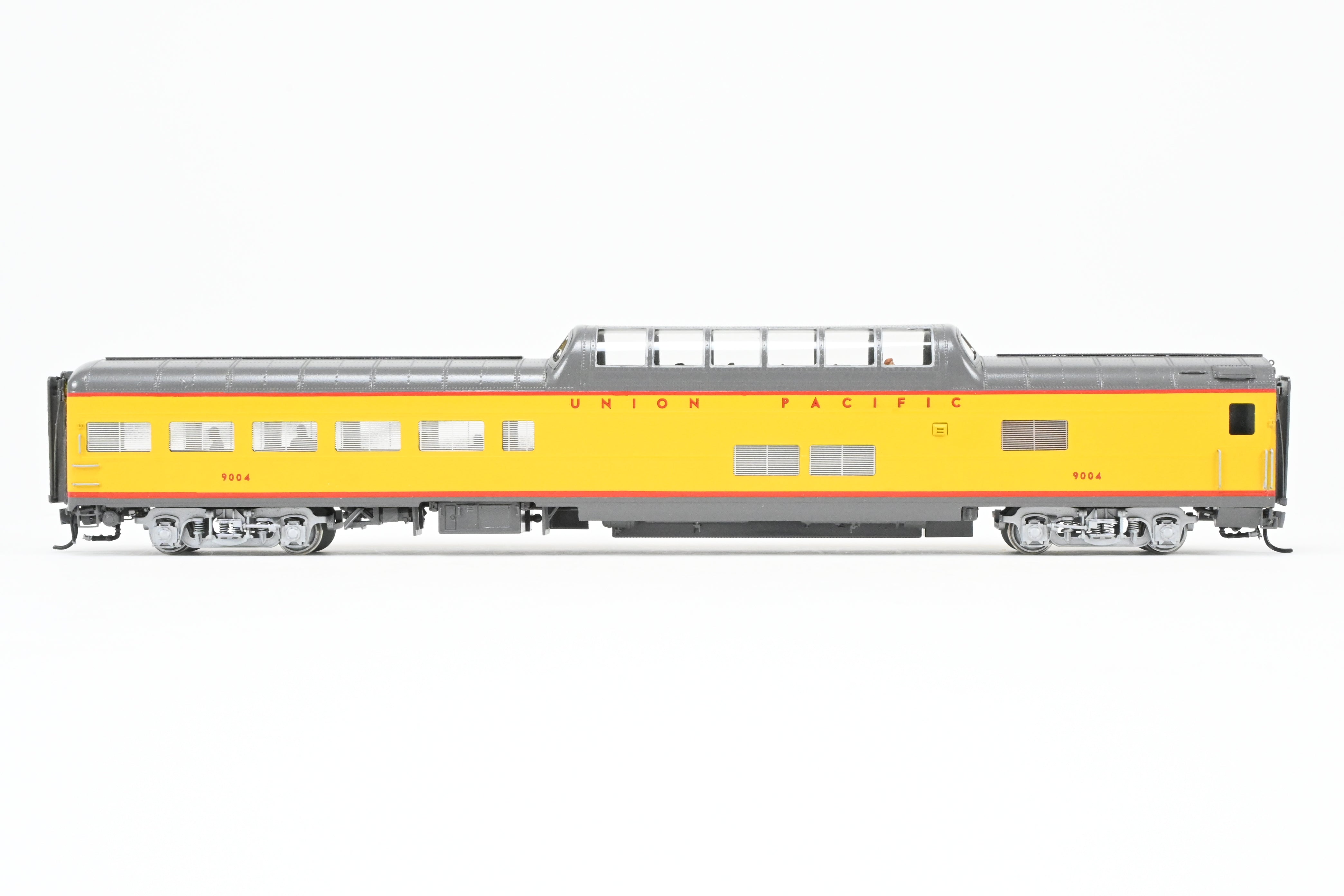 HO Scale Brass Model by Wasatch Model Co. - Union Pacific ACF 1955 9000 Series Dome Lounge Observation Car Modified for Mid - Train Service, Specifically Model C/P #9004