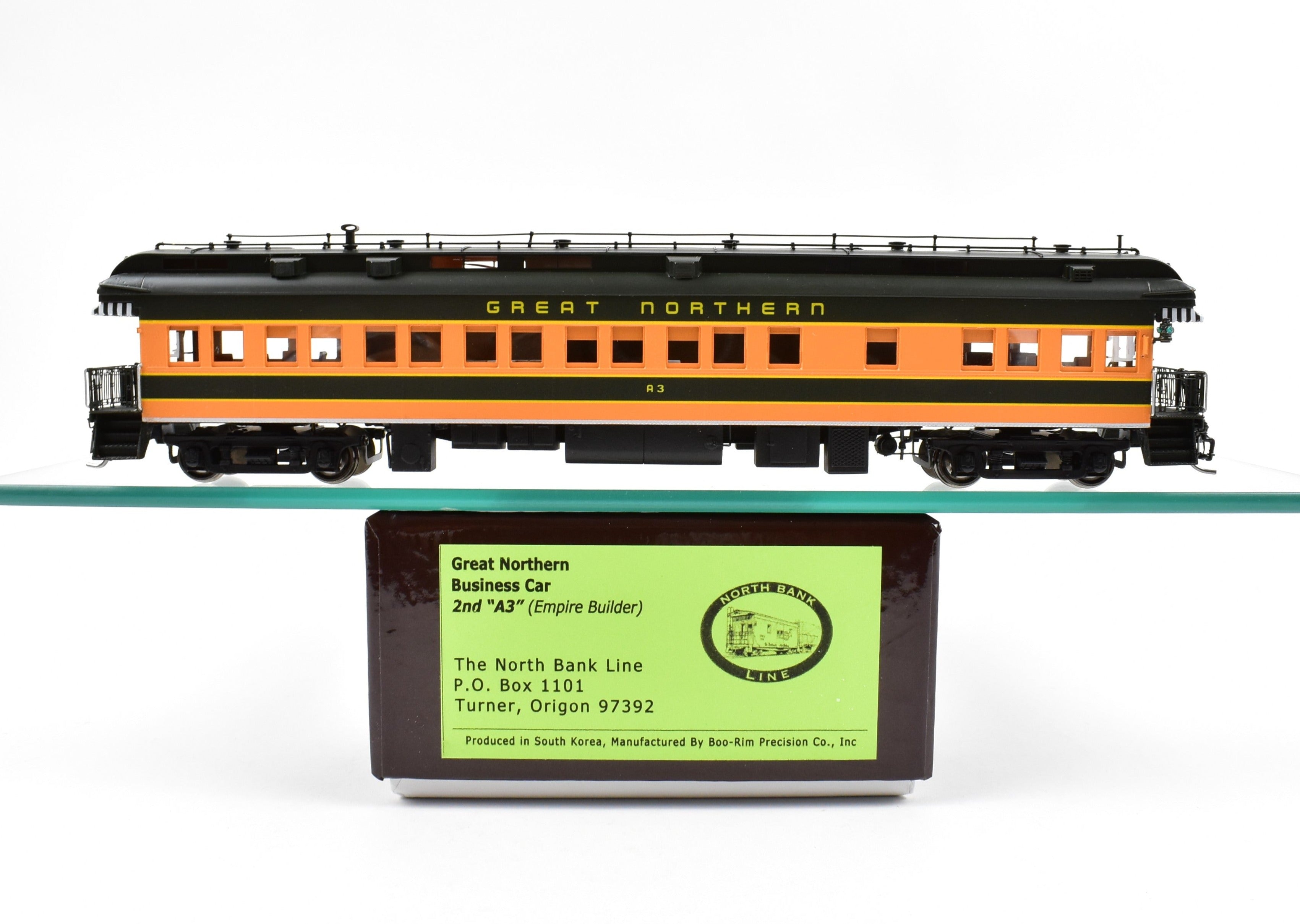 High - Quality HO Scale New Brass Model Train of North Bank Line and Great Northern 2nd A3 Business Car in Empire Builder Design