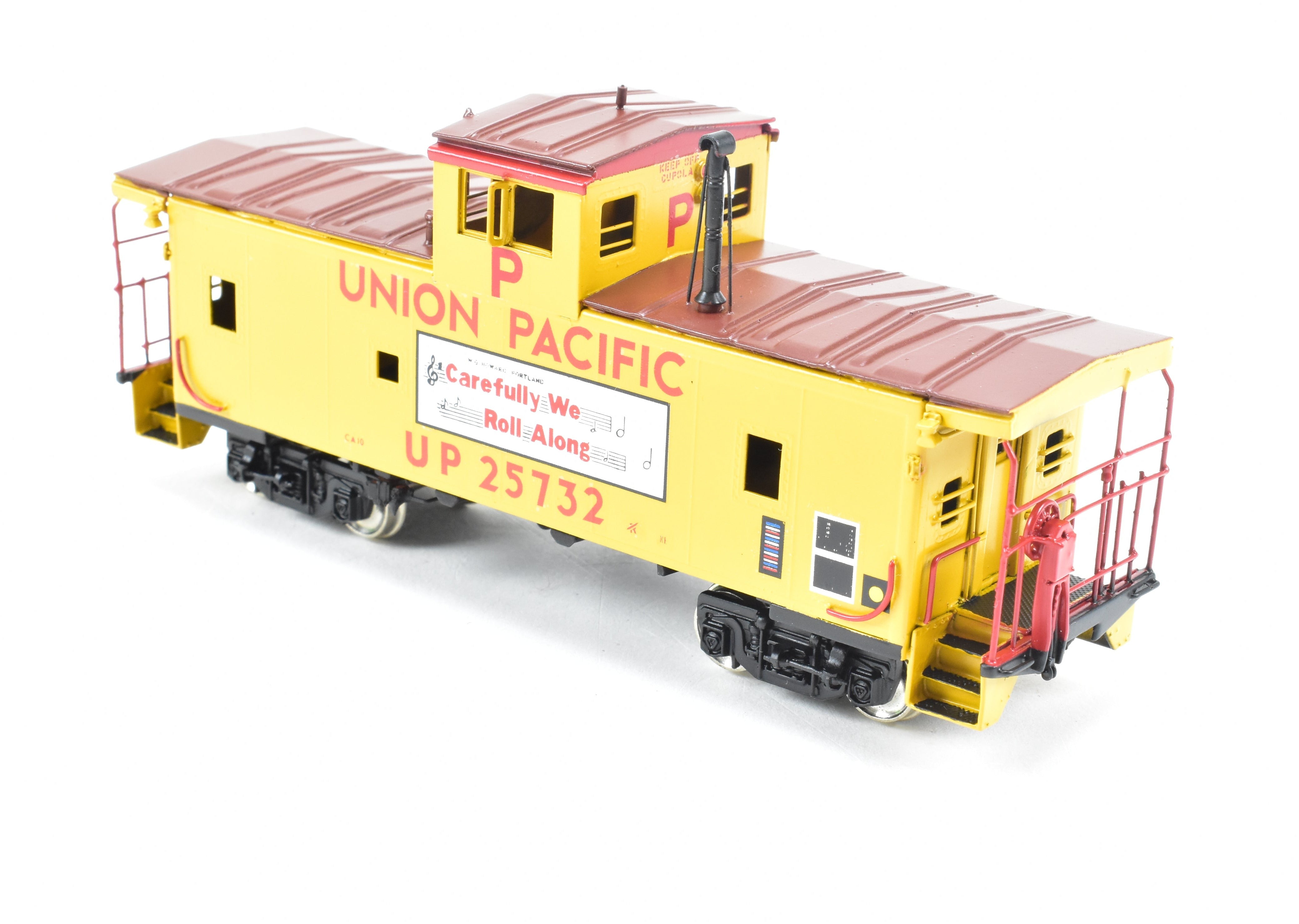HO Scale Brass Union Pacific CA - 10 Caboose Model by Overland Models, Inc. (OMI) with Custom Paint and Slogan #25732