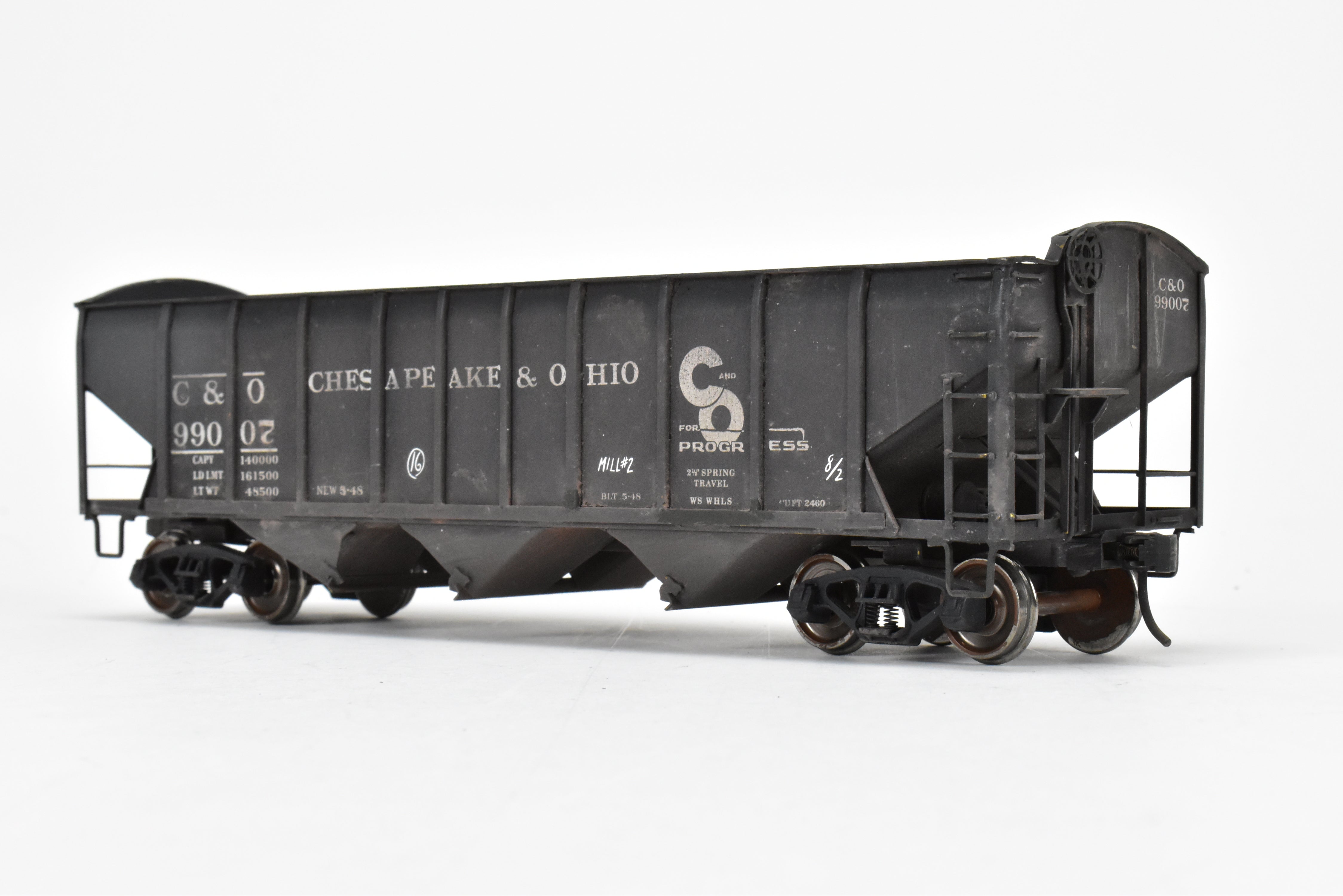 O Scale Custom Painted Brass US Hobbies C&O Triple Hopper #99007, No Box