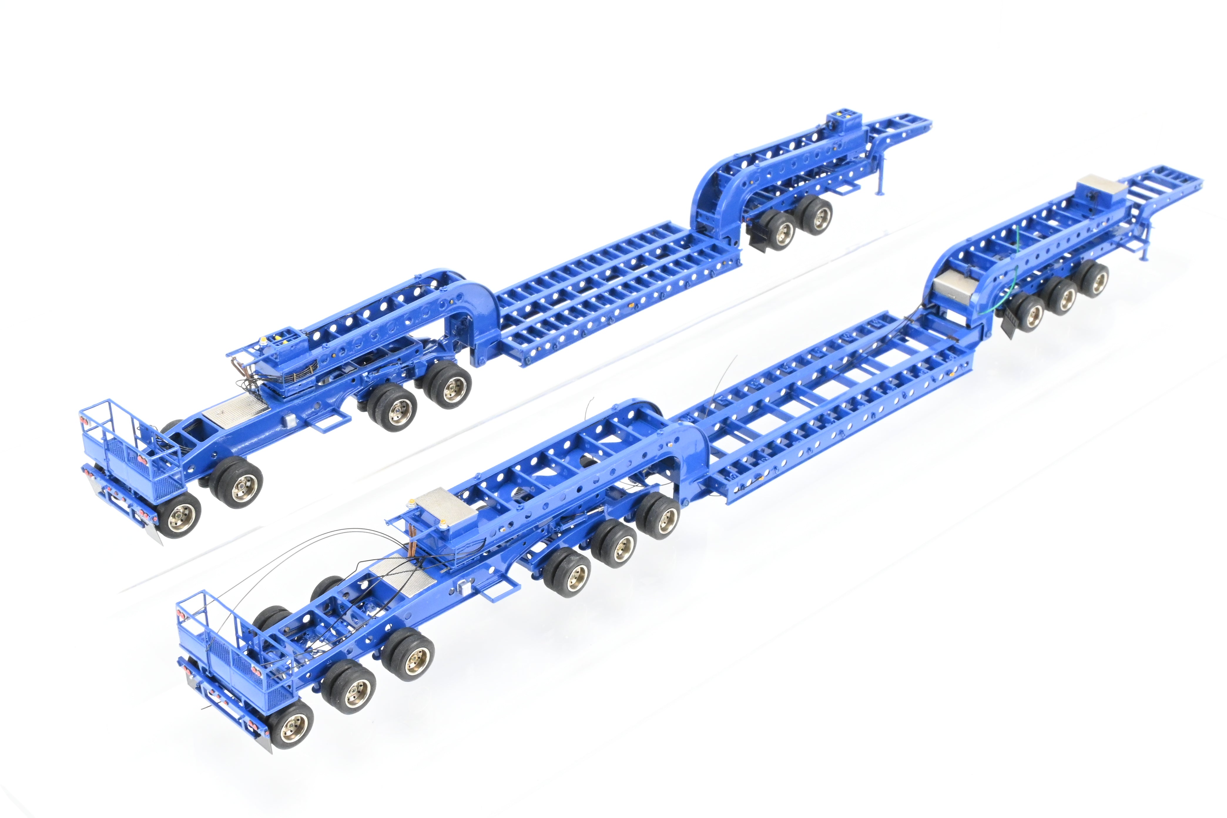 HO Scale Brass Construction OMI - Overland Models, Inc. Nelson Miller Transfer Extremely Rare One-of-a-Kind Pilot Models of 6-Axle and 9-Axle Heavy Haul Trailers in FP Blue, Never Produced