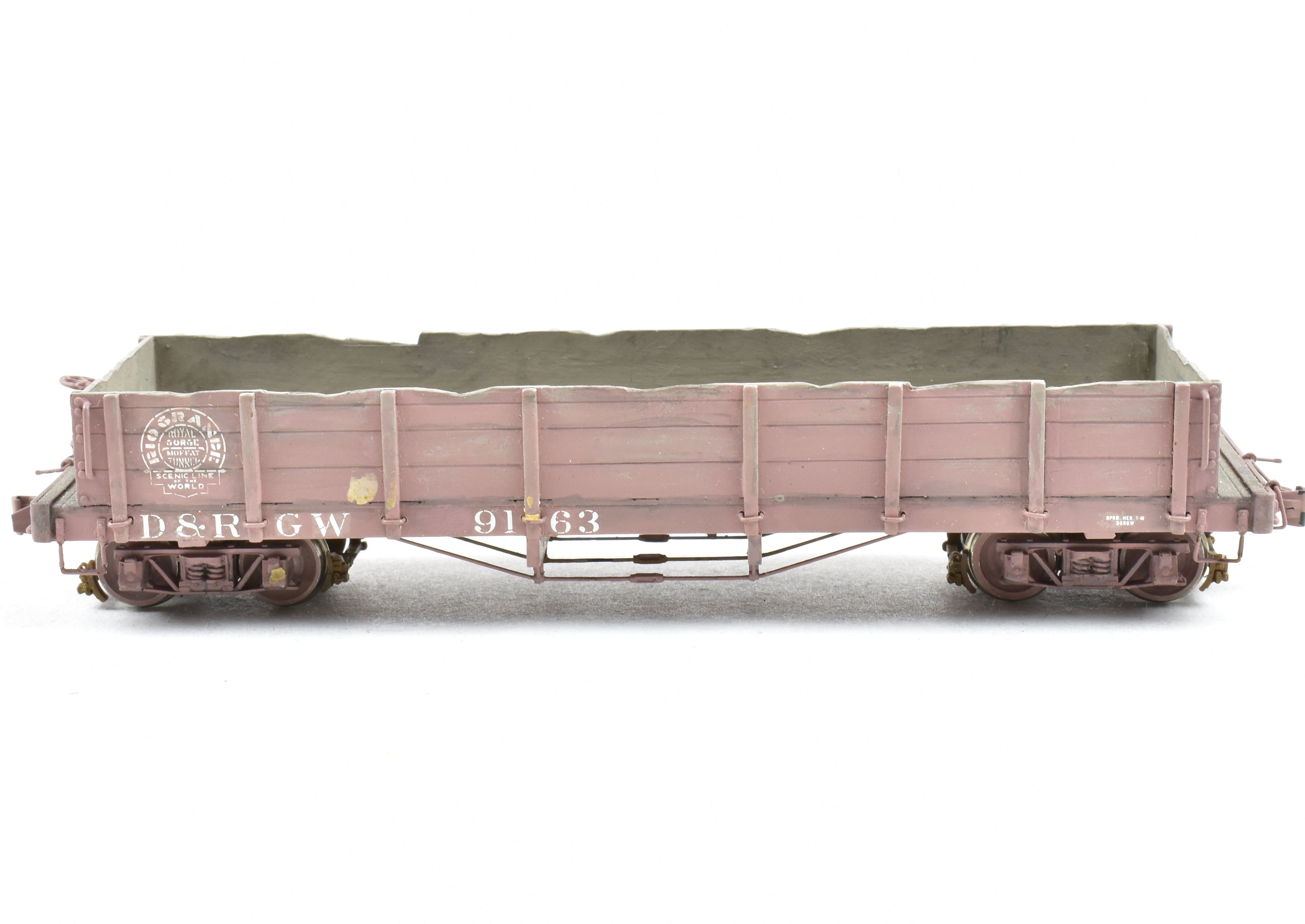 HOn3 Scale Brass Pacific Traction D&RGW - Denver & Rio Grande Western Custom Painted and Weathered Gondola Model Train Car
