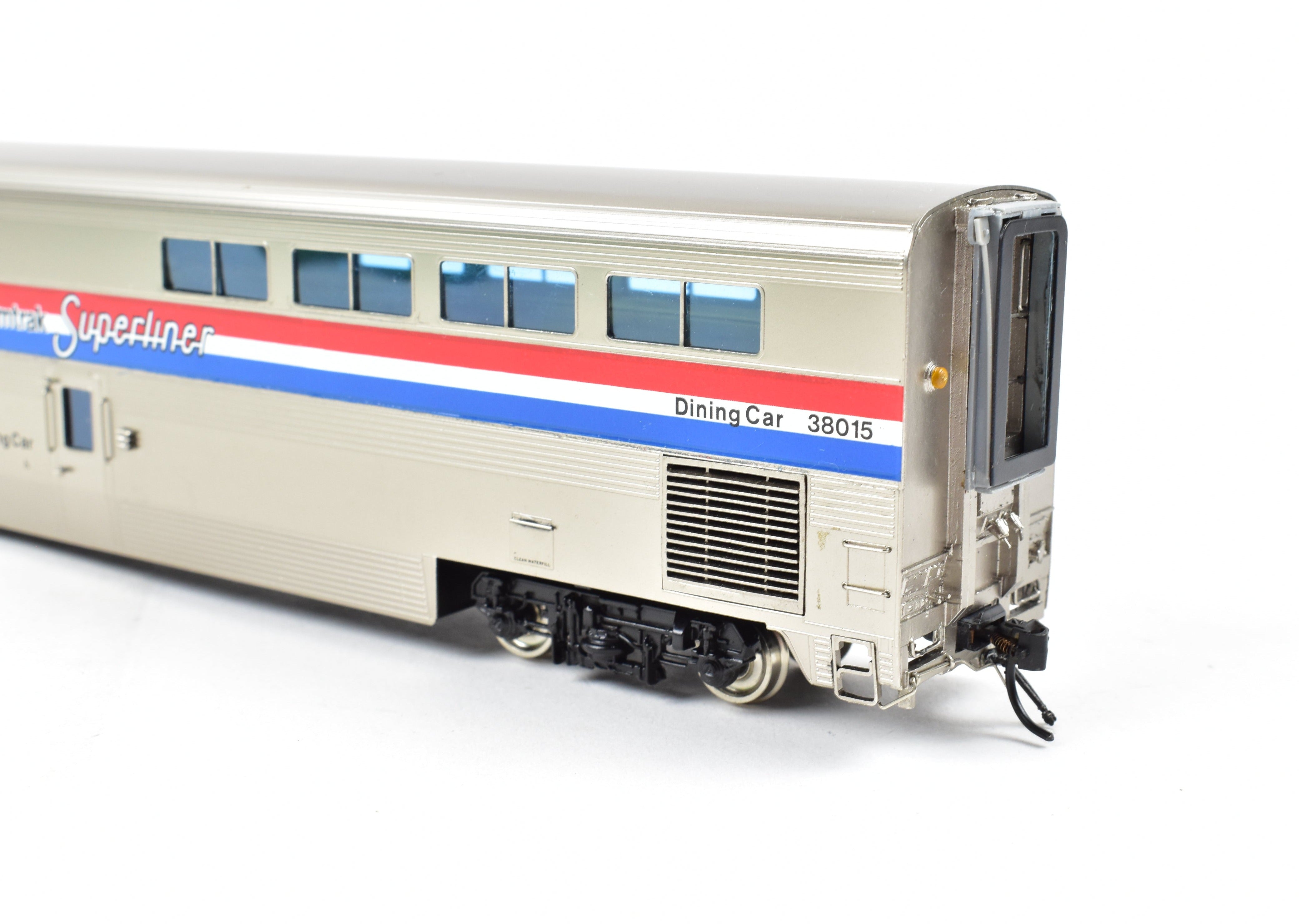 HO Scale Brass Amtrak Superliner Dining Car Model by Overland Models, Inc. - Custom Lettered No. 38015 for Western Long - Distance Trains