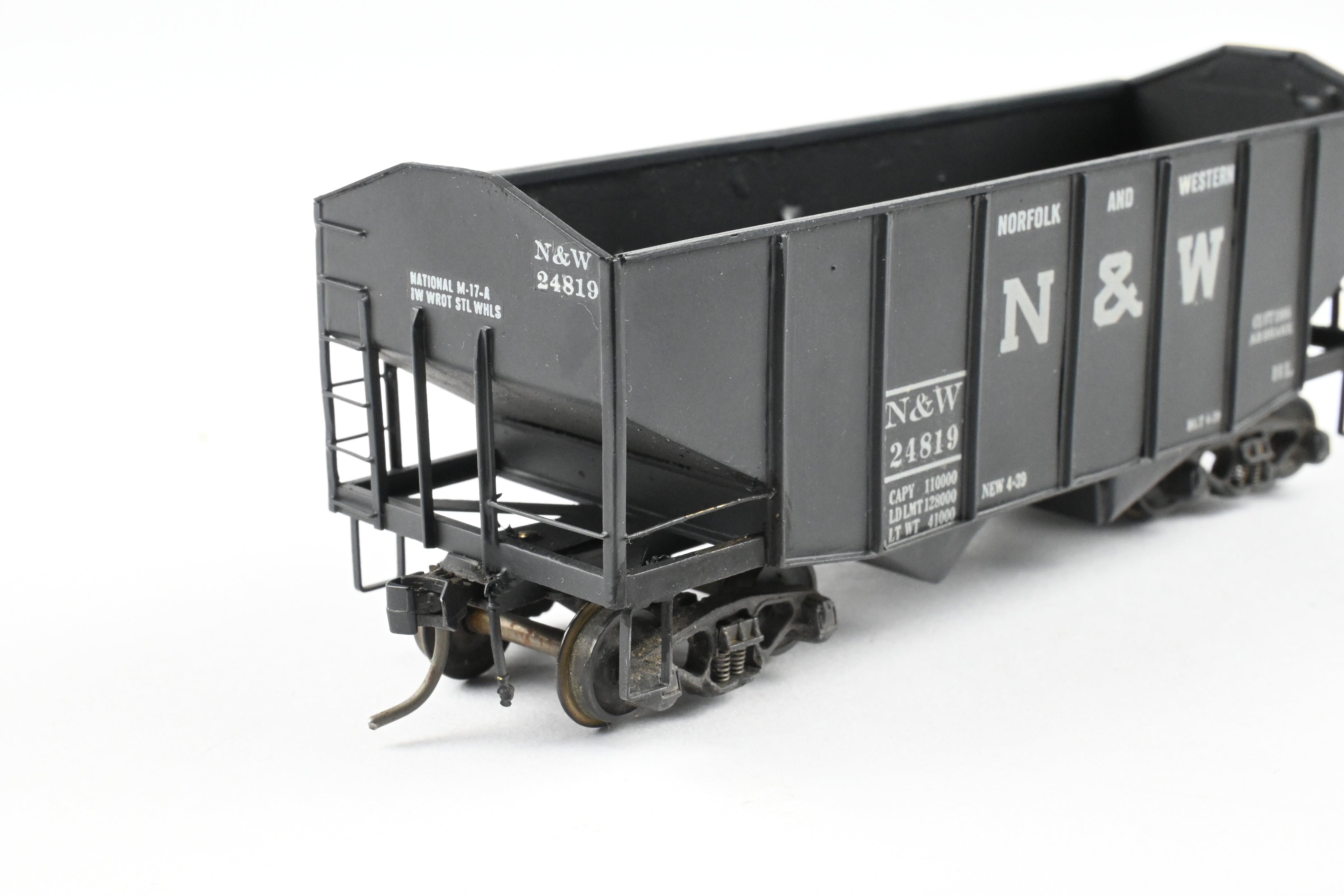 HO Scale Brass Custom Painted N&W (Norfolk & Western) 55-Ton 2-Bay Hopper Model for N&W Coal Trains - REBOXX Packaging