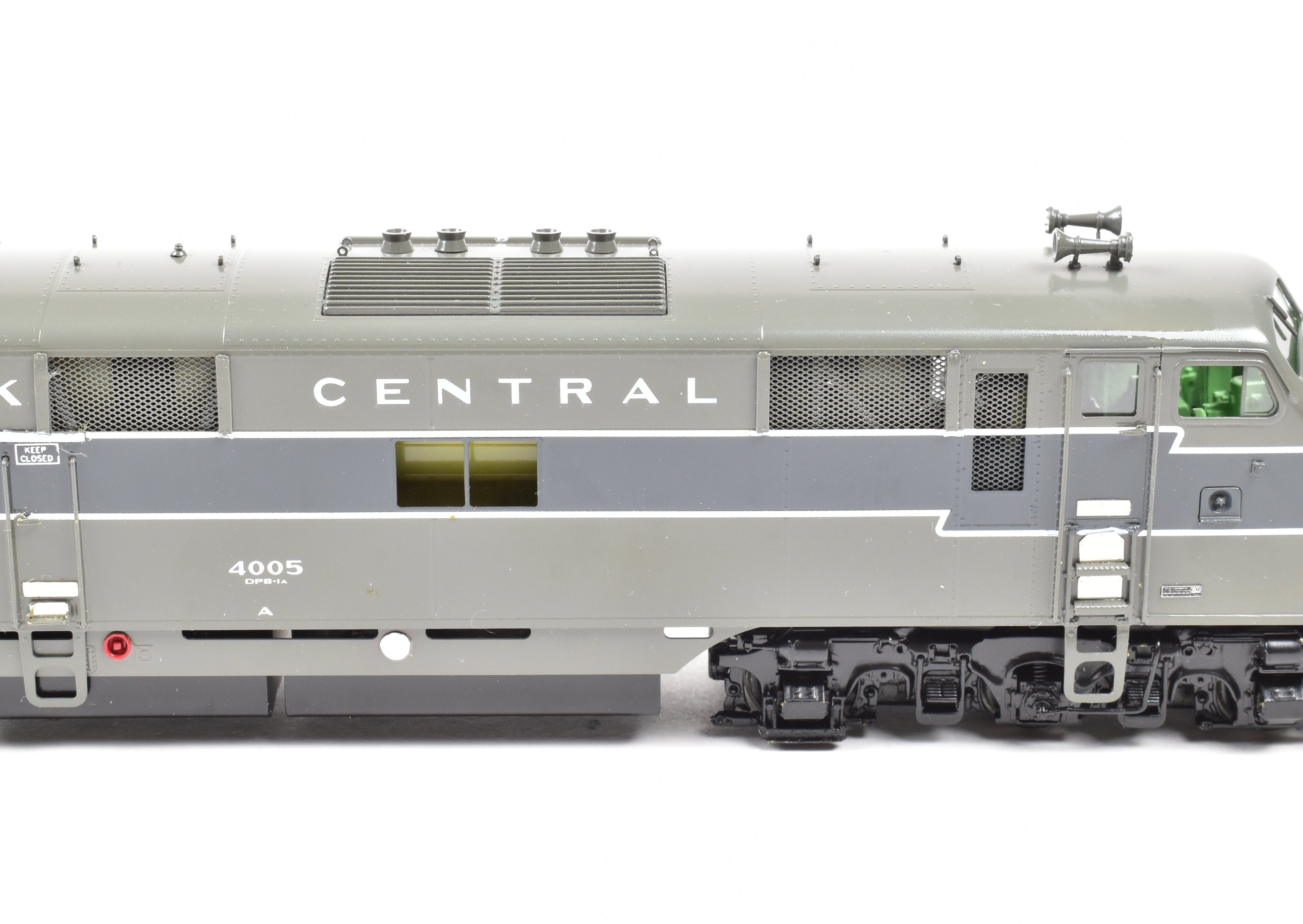 HO Scale Brass Model Train Set - New York Central EMD E7A/E7B Set FP Nos. 4005/4101 with Reverse Lightning Stripe by Challenger Imports NYC