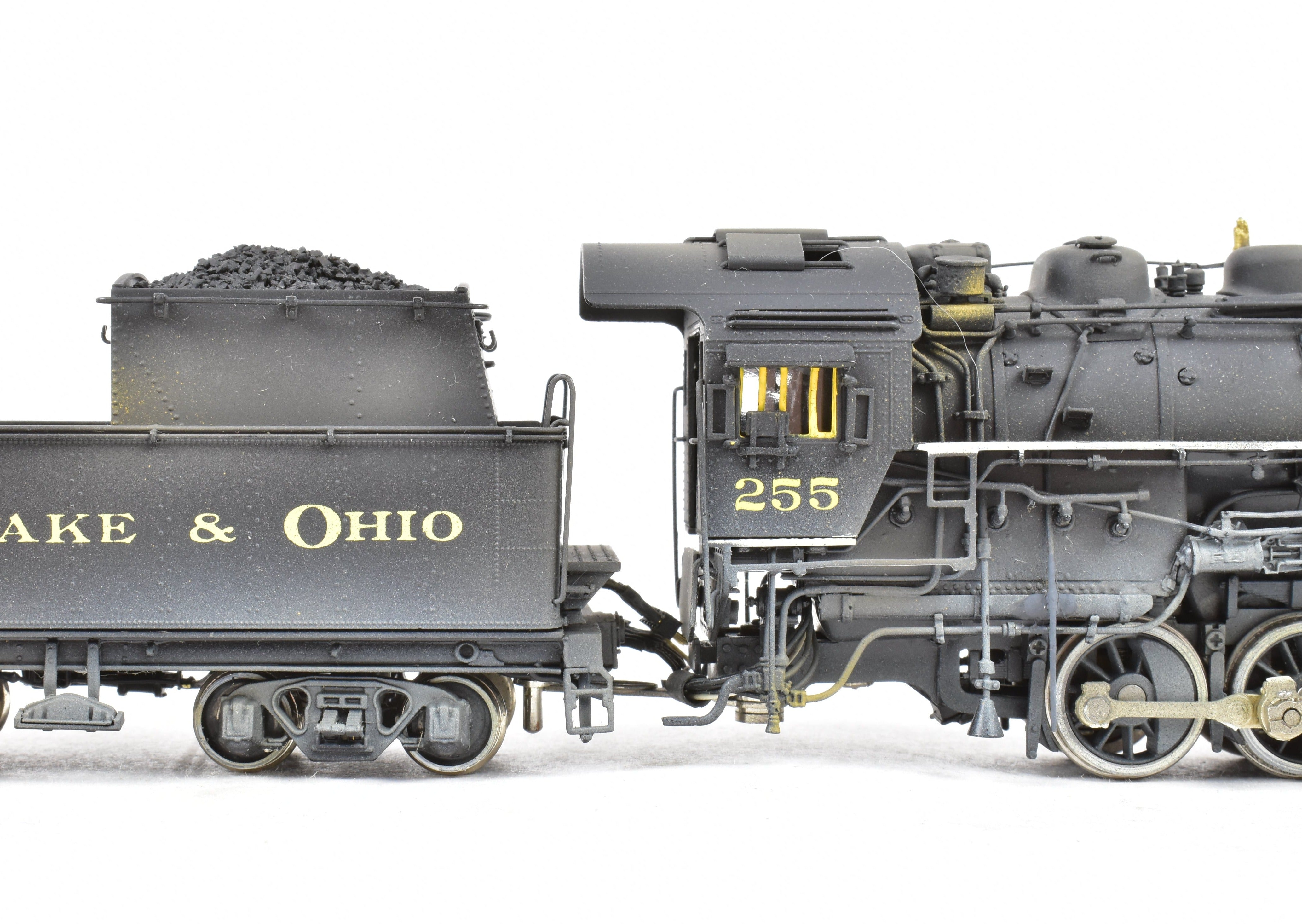 HO Scale Brass Precision Scale Co. Chesapeake & Ohio Class C - 16 0 - 8 - 0 FP Model Locomotive with Weathered No. 255, Equipped with DCC & Sound Function