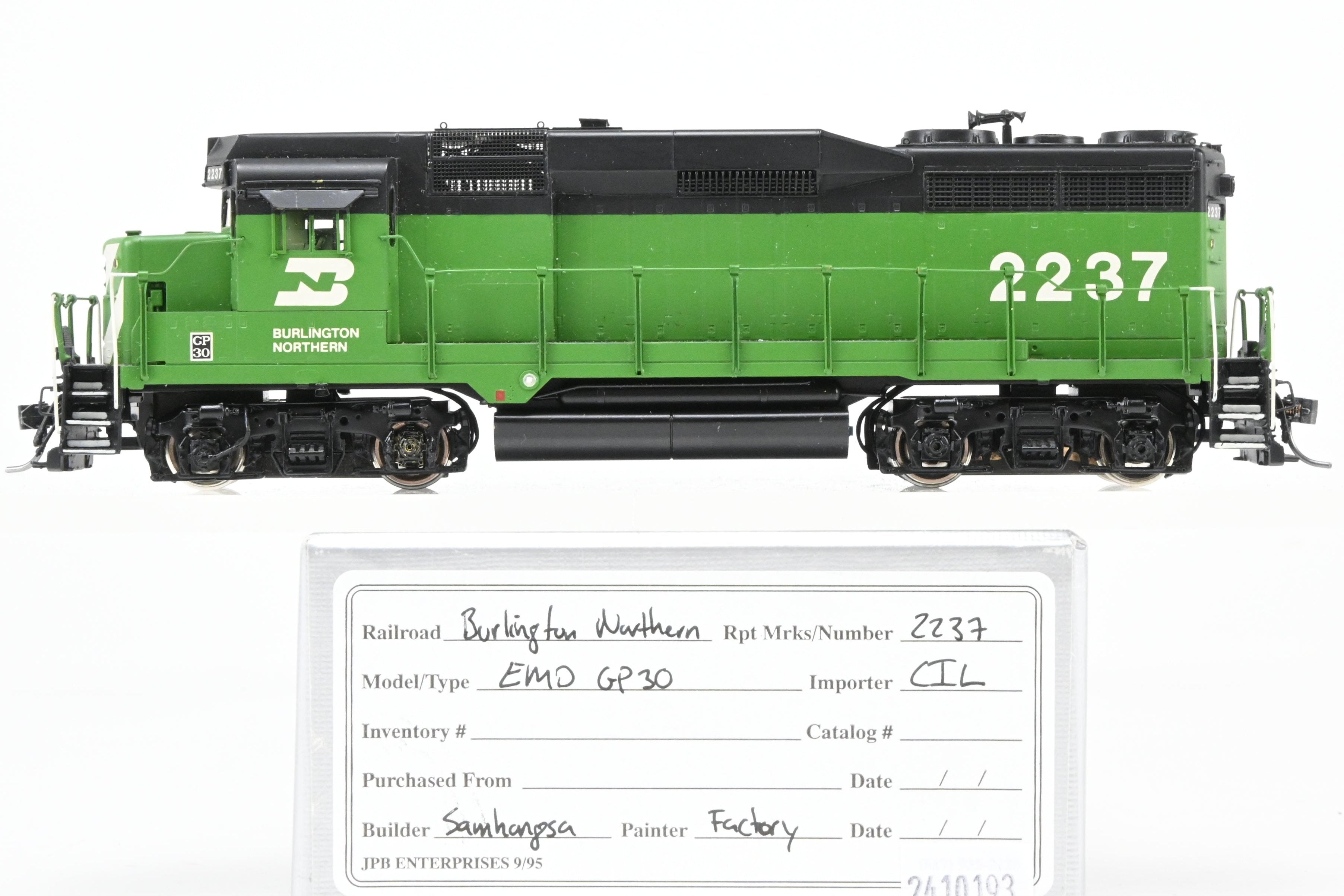 HO Scale Brass Cylinder - Challenger Imports Burlington Northern EMD GP30 Phase II Freight Model in Replacement Box
