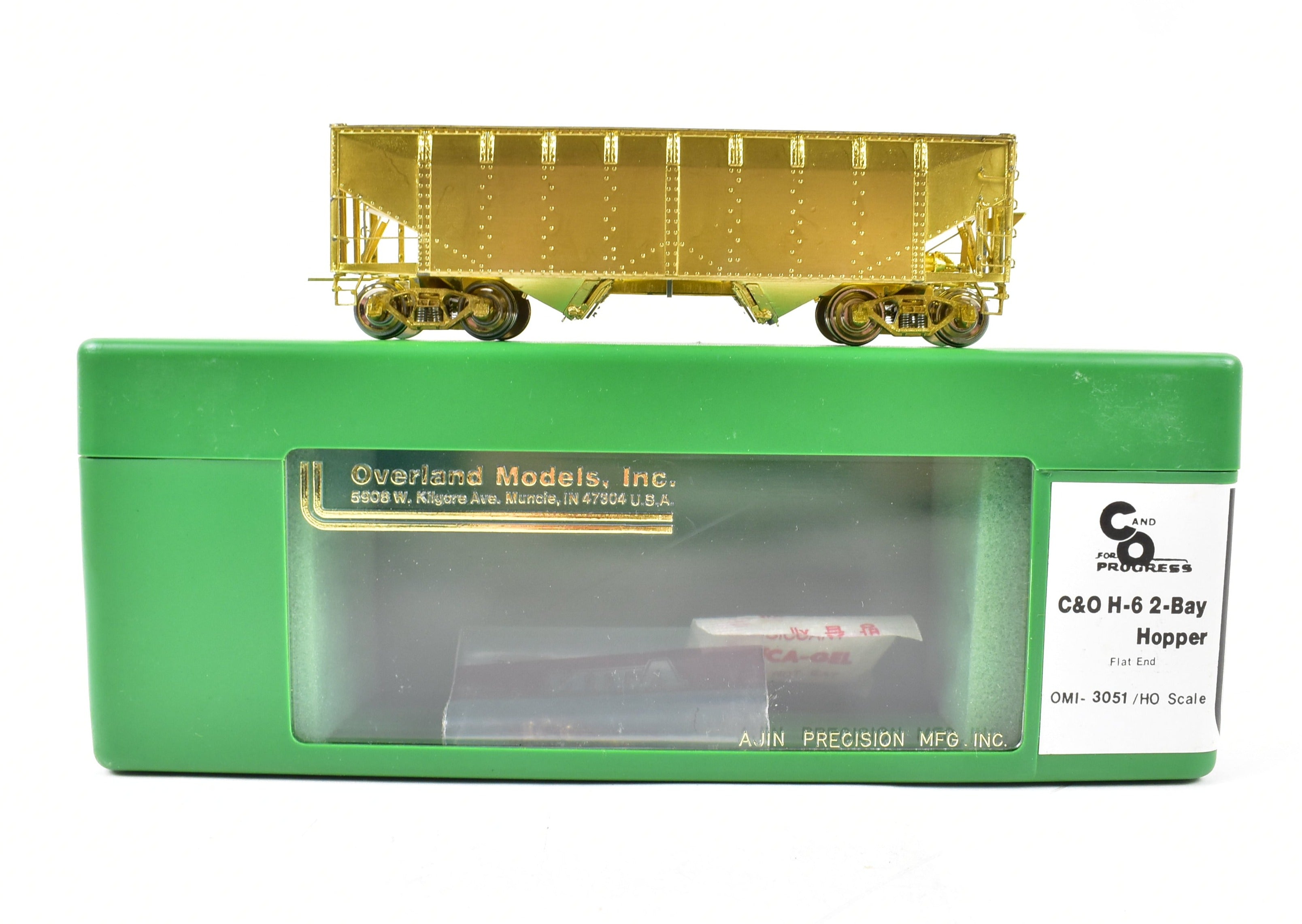 HO Scale Brass Freight Car - Overland Models, Inc. Chesapeake & Ohio (C&O) H-6 2 Bay Hopper Model
