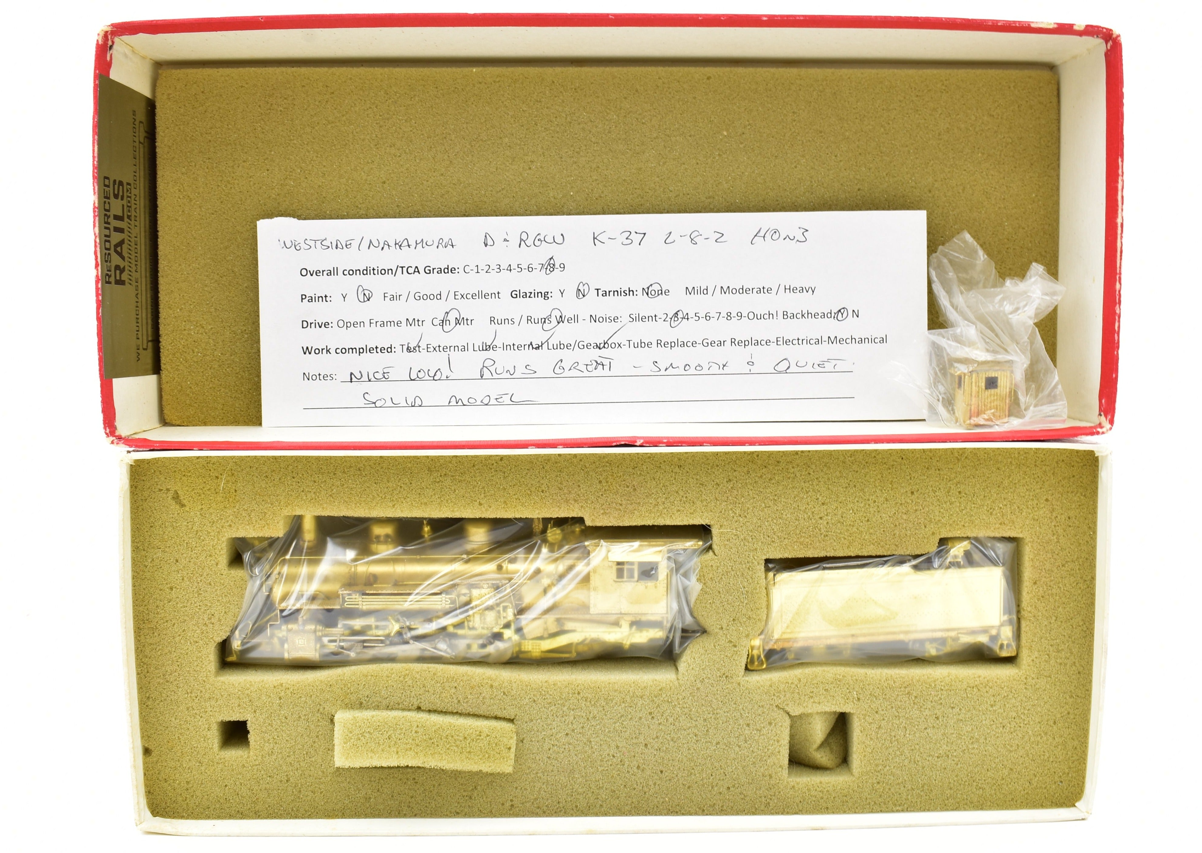 Brass Model Train - Westside Model Co. D&RGW - Denver & Rio Grande Western Mikado Class K - 37 2 - 8 - 2 Imported in 1974