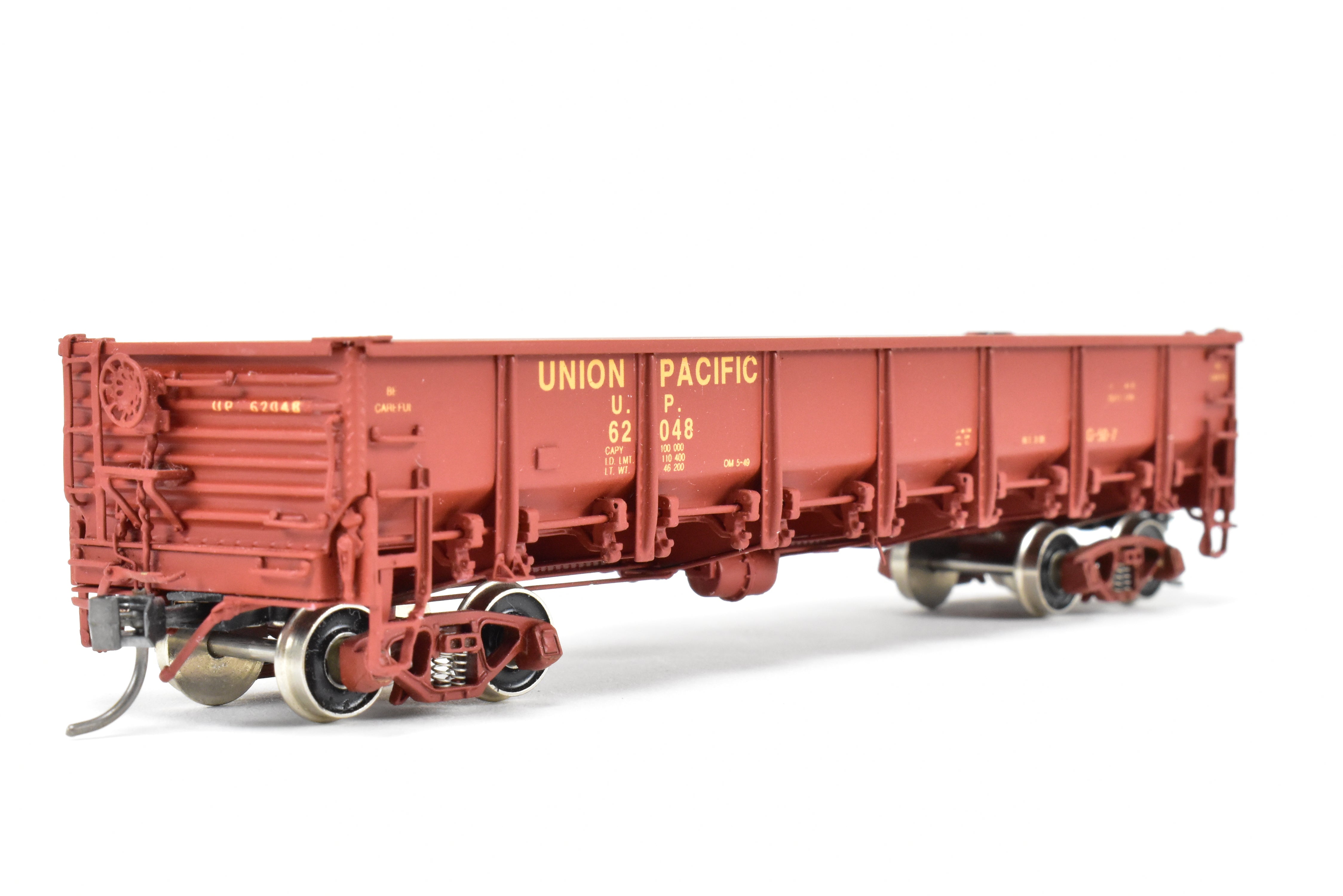 HO Scale Brass Gondola Model - Challenger Imports Union Pacific Class G50 - 7 Drop Bottom Gondola Version 1 with Single Side Sheets, Factory - Painted and Numbered FP #62048