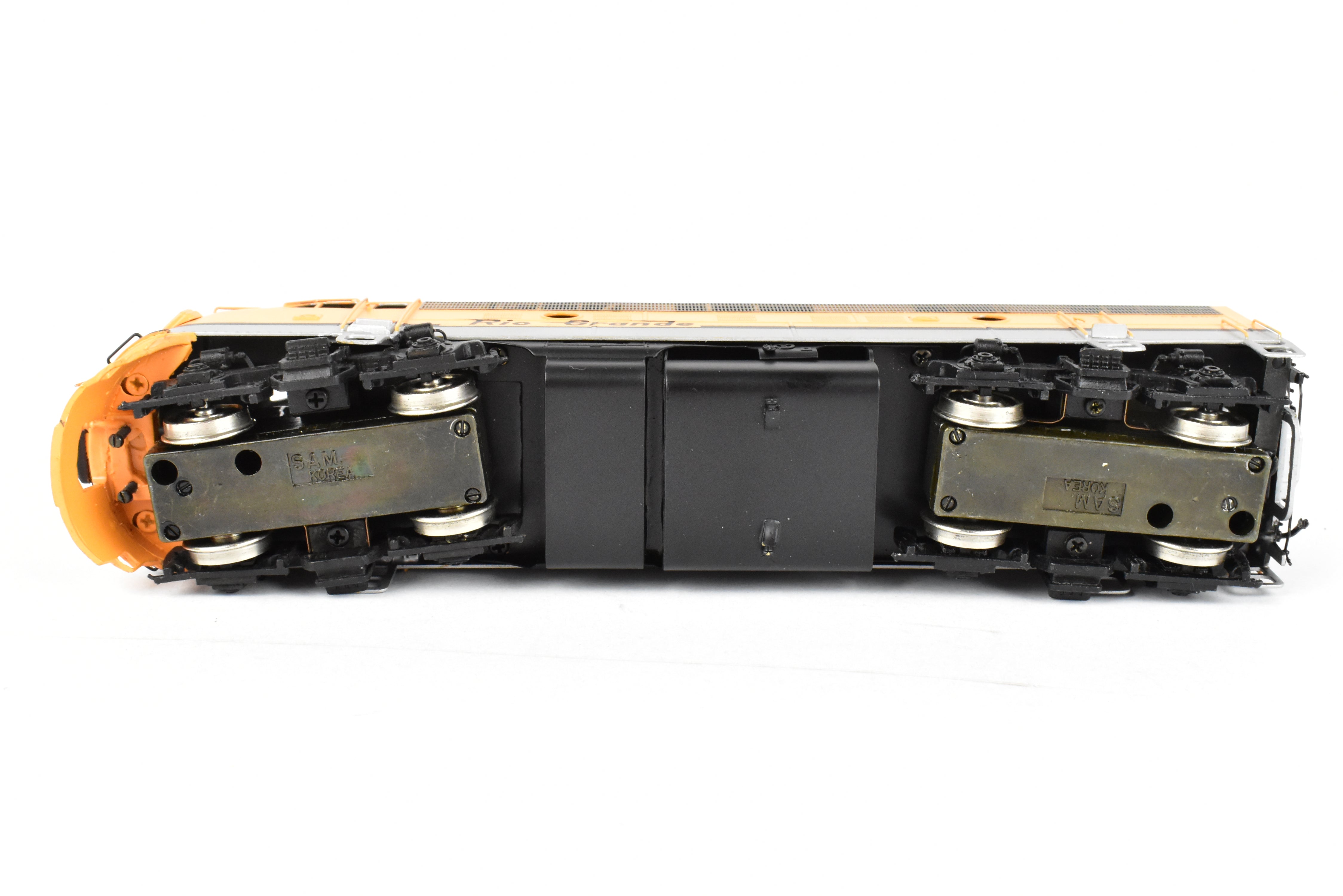 HO Scale Brass Model Train - Oriental Limited D&RGW Rio Grande EMD F9 A/B/B Set with 1750 HP Each and Factory Painted Finish