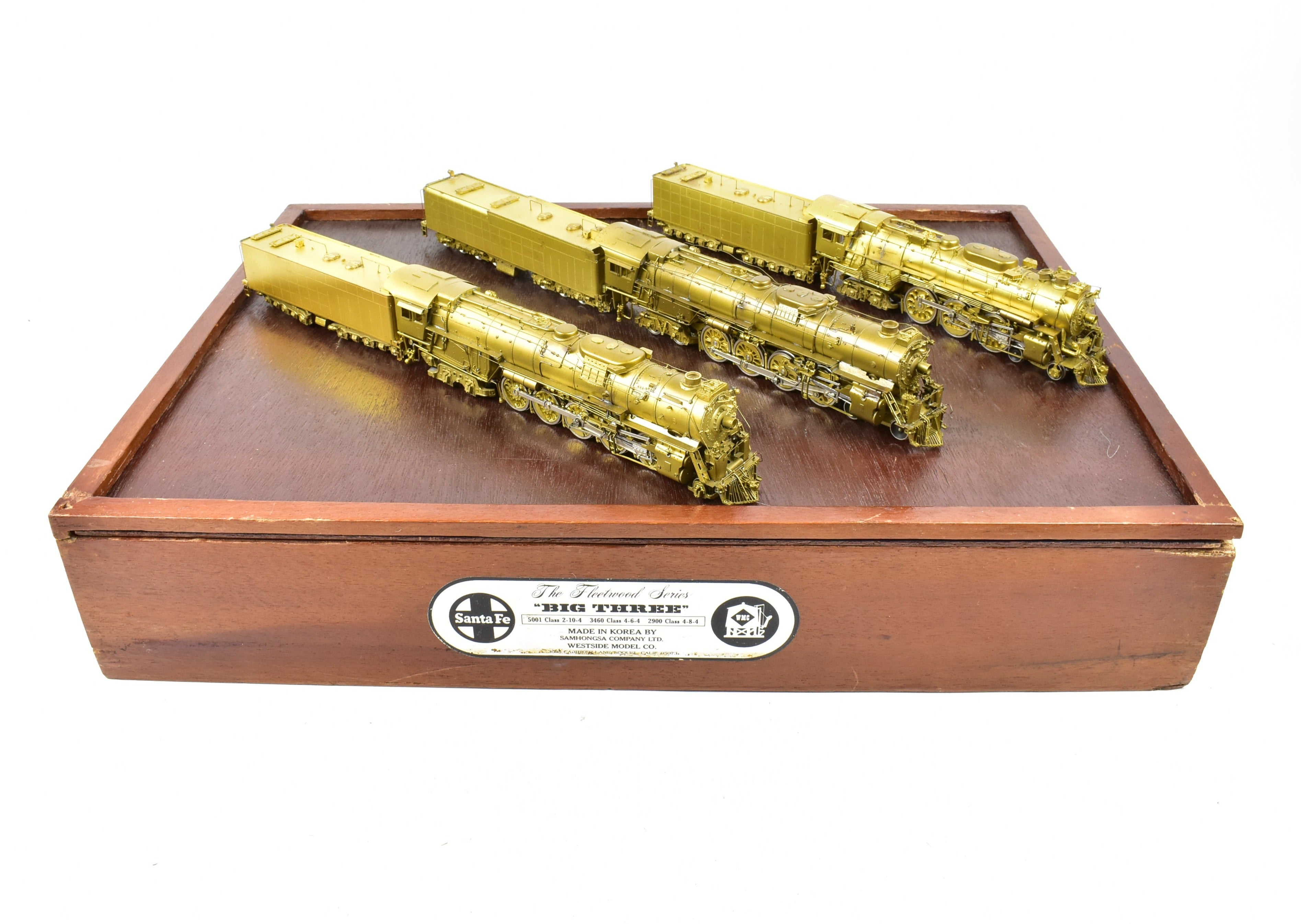 HO Brass Westside Model Co. ATSF Santa Fe Fleetwood Classic Steam Locomotive Set