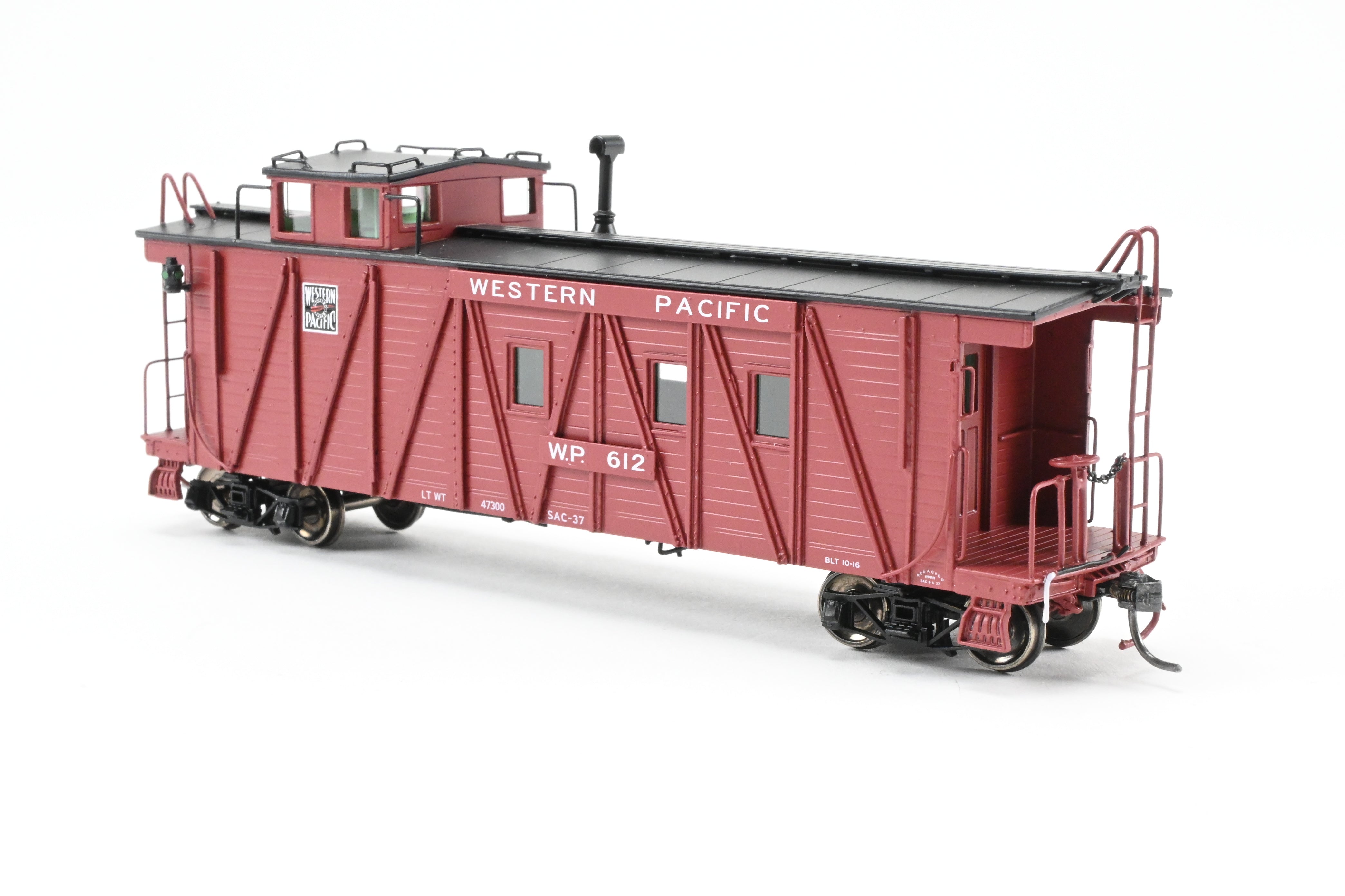 High - Quality HO Scale New Brass North Bank Line (NBL) and Western Pacific (WP) Caboose #612 with Recessed Ends and FP Brown Finish, Ideal for Model Train Enthusiasts