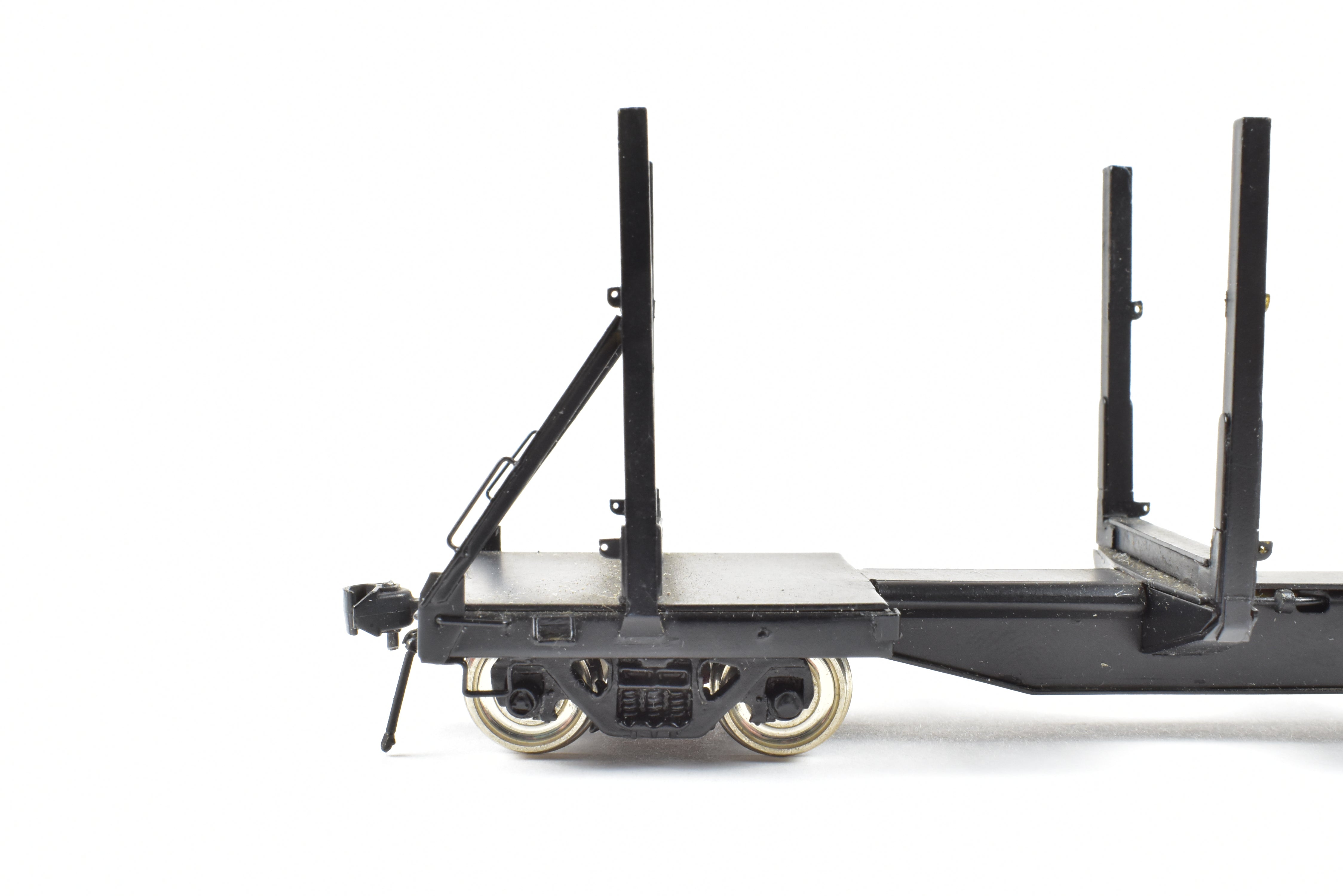 HO Scale Brass Precision Scale Co. 100-Ton Log Car FP in Black - A Variety of Road Models