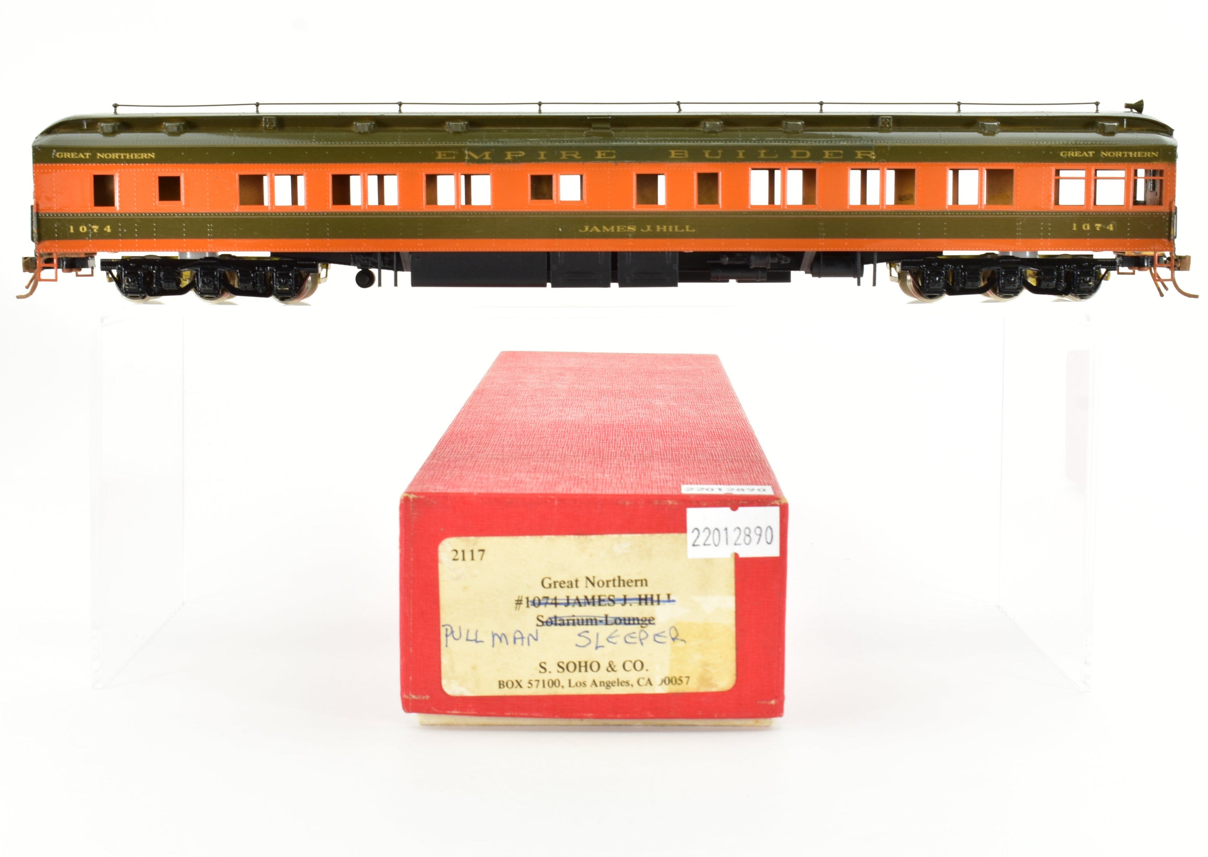 Custom Painted HO Brass S. Soho & Co. Great Northern #1147 Lounge Model